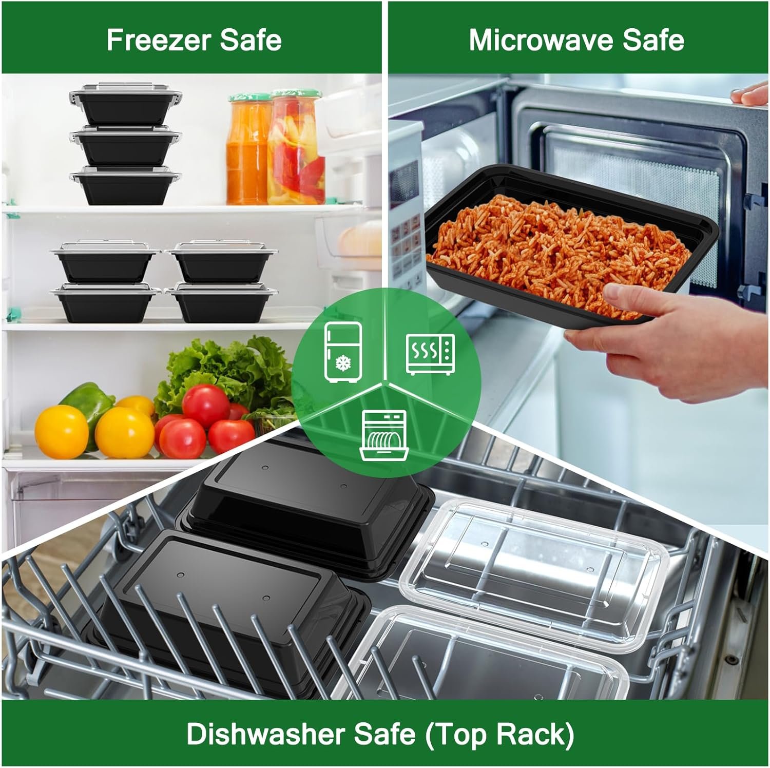 Marchio Bianco Confezione da 50 (100 Pezzi) Contenitori per Meal Prep da 32 oz con Logo Personalizzato Riutilizzabili con Coperchi Ermetici Robust i Sicuri per Alimenti Microonde Freezer Lavastoviglie dal Fornitore