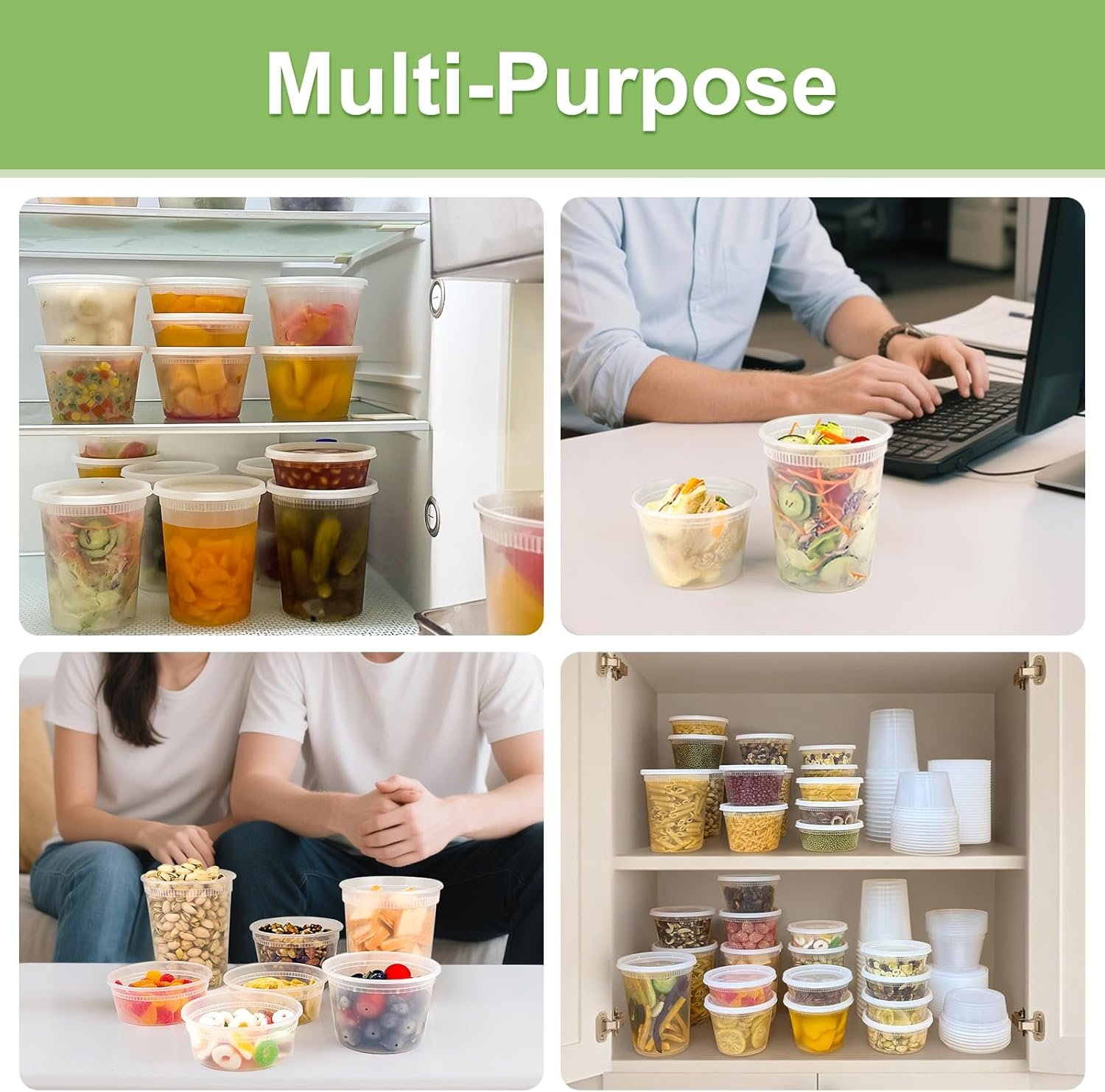 Produttore Contenitori Deli con Coperchi 60 Set (120 Pezzi) 32/16/8 oz x 20 Set Logo Personalizzato a Prova di Perdite Senza BPA Ermetici Asporto per Zuppe Freezer/Microonde/Lavastoviglie Marchio Bianco
