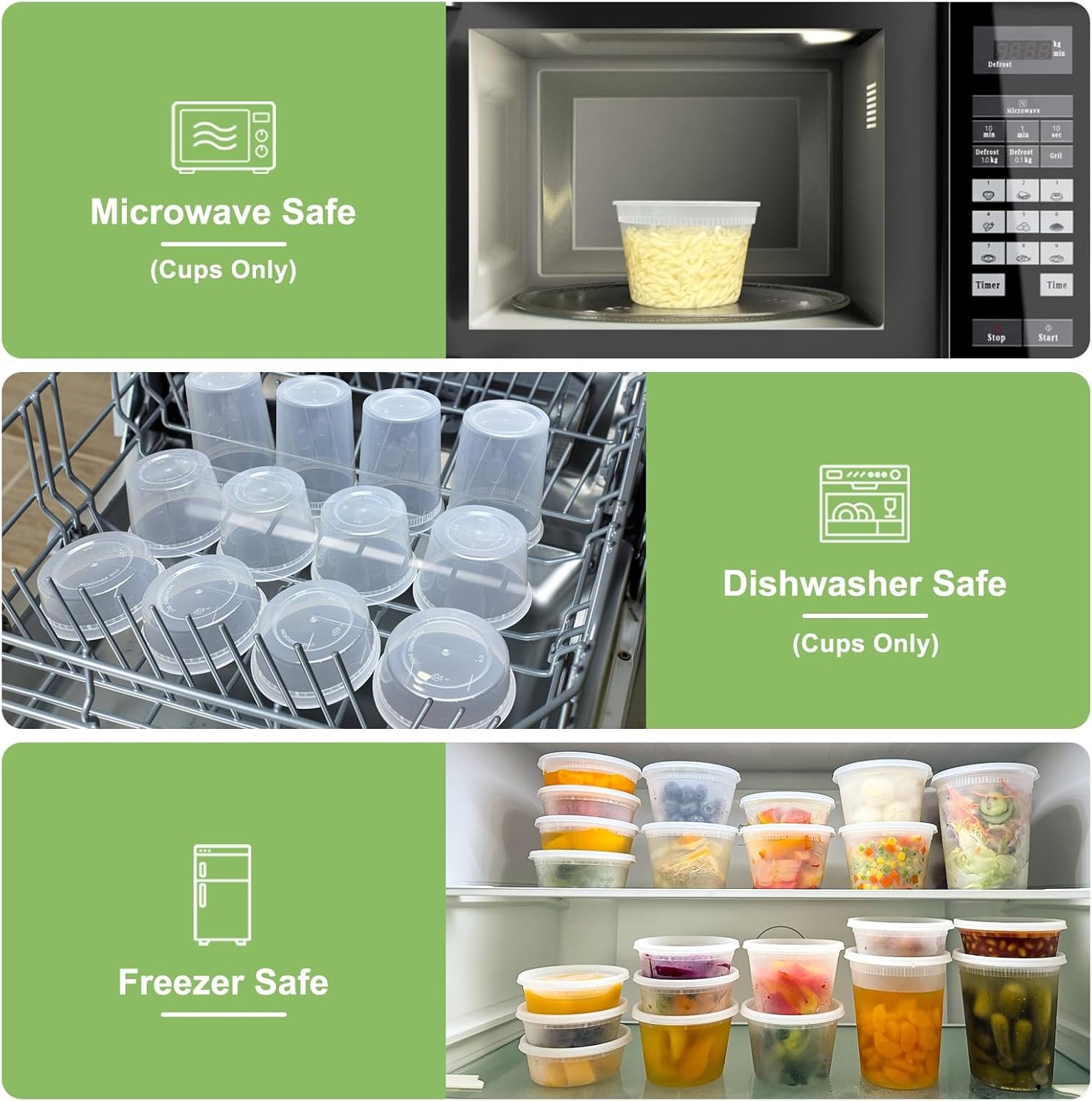 Produttore Contenitori Deli con Coperchi 60 Set (120 Pezzi) 32/16/8 oz x 20 Set Logo Personalizzato a Prova di Perdite Senza BPA Ermetici Asporto per Zuppe Freezer/Microonde/Lavastoviglie Marchio Bianco