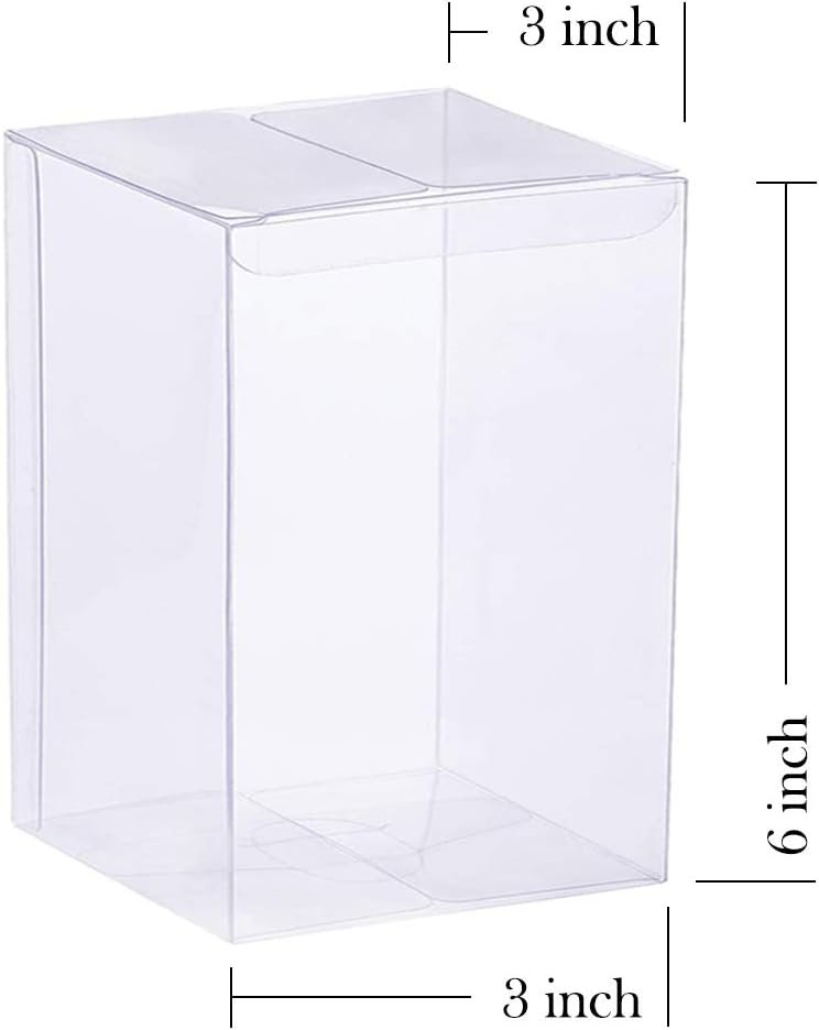 Fabbrica Scatole Trasparenti con Logo Personalizzato 12 Pezzi 3 x 3 x 6 Pollici Marchio Bianco per Bomboniere Matrimonio Festa Baby Shower