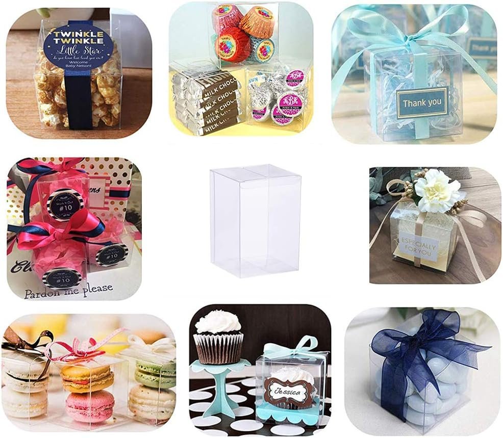Fabbrica Scatole Trasparenti con Logo Personalizzato 12 Pezzi 3 x 3 x 6 Pollici Marchio Bianco per Bomboniere Matrimonio Festa Baby Shower