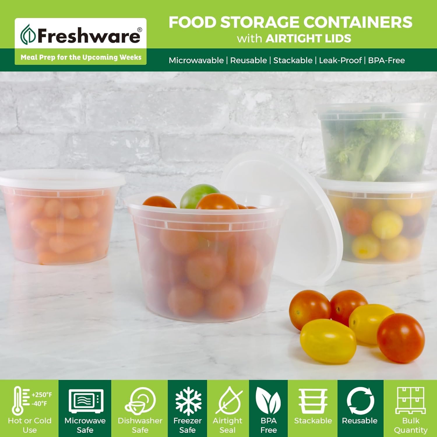 Produttore di Contenitori per Alimenti [50 Set] 16 oz in Plastica con Coperchi per Slime Zuppe Preparazione Pasti con Logo Personalizzato Senza BPA Impilabili Ermetici Idonei Microonde Lavastoviglie Congelatore Marchio Bianco