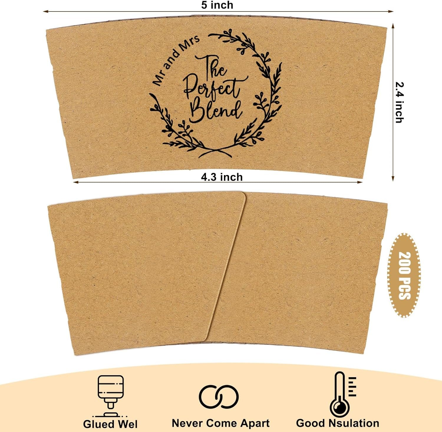 Logo Personalizzato Manicotti Caffè Matrimonio Carta Kraft Monouso 10-20 oz 200 Pezzi Marchio Bianco Ricevimenti Nozze Bar Caffè Festa Nuziale Fornitore