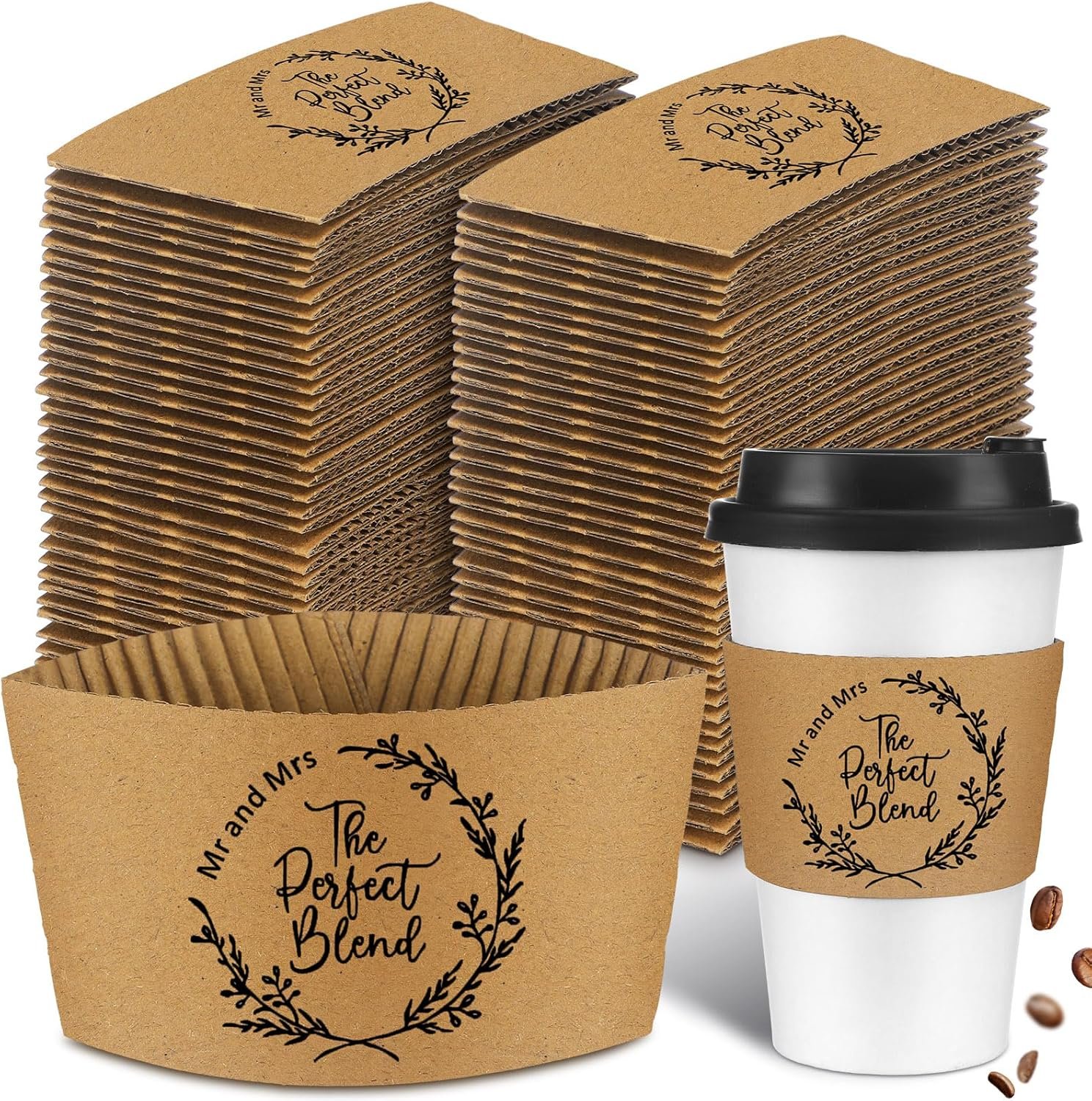 Logo Personalizzato Manicotti Caffè Matrimonio Carta Kraft Monouso 10-20 oz 200 Pezzi Marchio Bianco Ricevimenti Nozze Bar Caffè Festa Nuziale Fornitore
