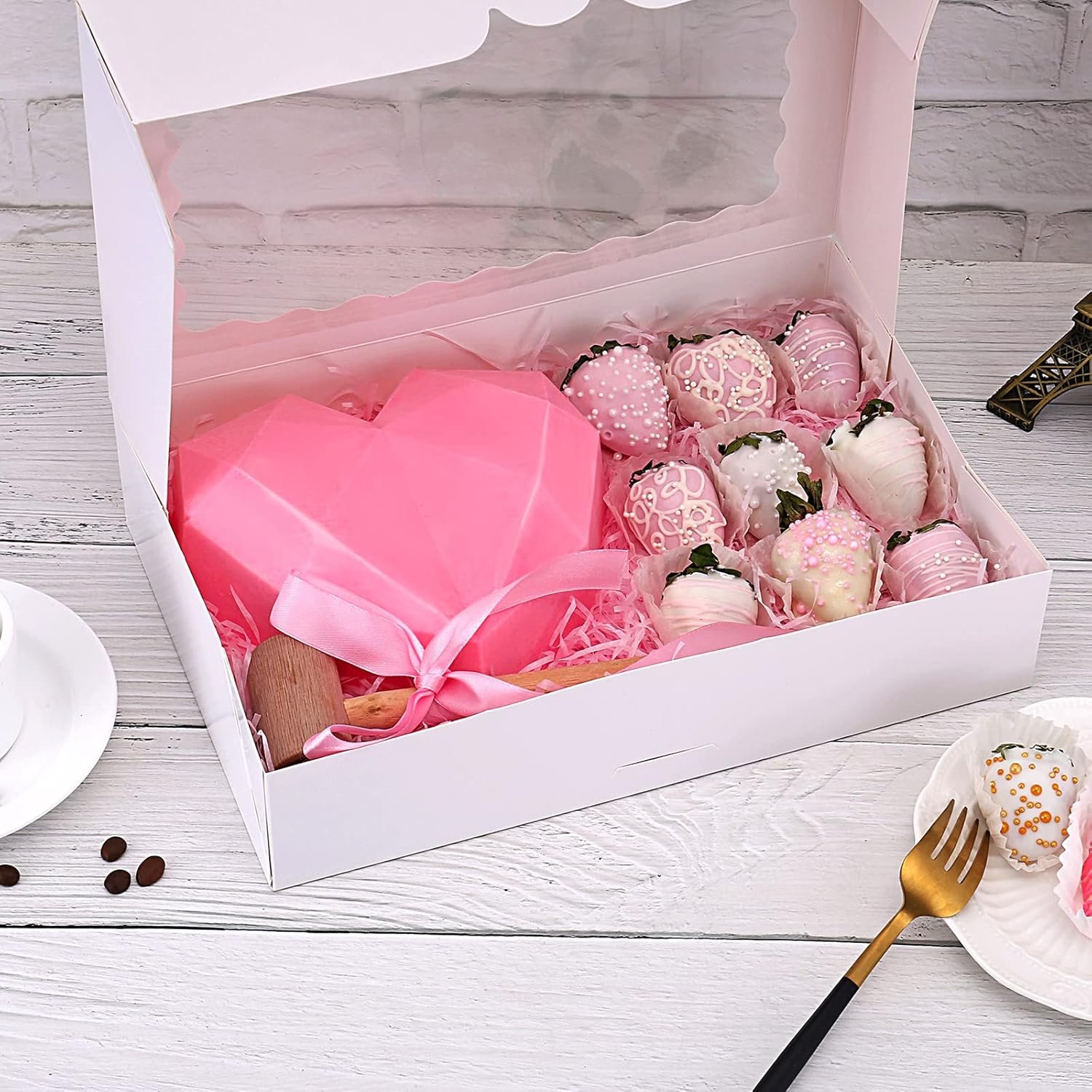Marchio Bianco Scatole per Pasticceria con Finestra Bianche Confezione da 30 12