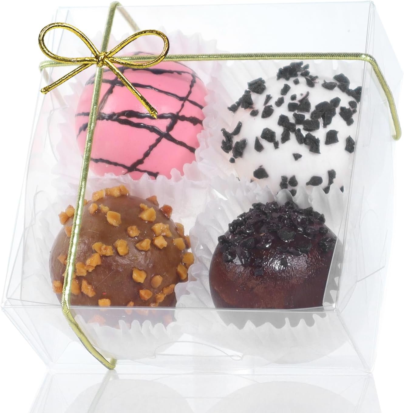 Logo Personalizzato 50PCS Scatole Trasparenti per Biscotti 3.3X3.3X1.5inch con Marchio Bianco Ideali per Gioielli Artigianato Dolcetti Oreo Sapone Macaron Tartufi Cioccolato Donut Brownie Bomboniere dal Fornitore