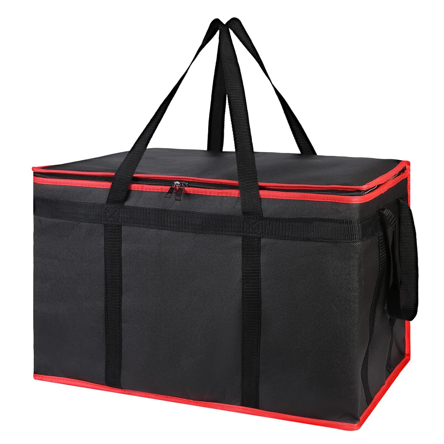 Borsa Termica Isolante XXX-Large Direttamente dalla Fabbrica con Logo Personalizzato per Pasti Caldi/Freddi Catering/Consegne Scaldapizza Borse Spesa Borsa Frigo Scaldavivande Feste Marchio Bianco Nero-Rosso 1Pz