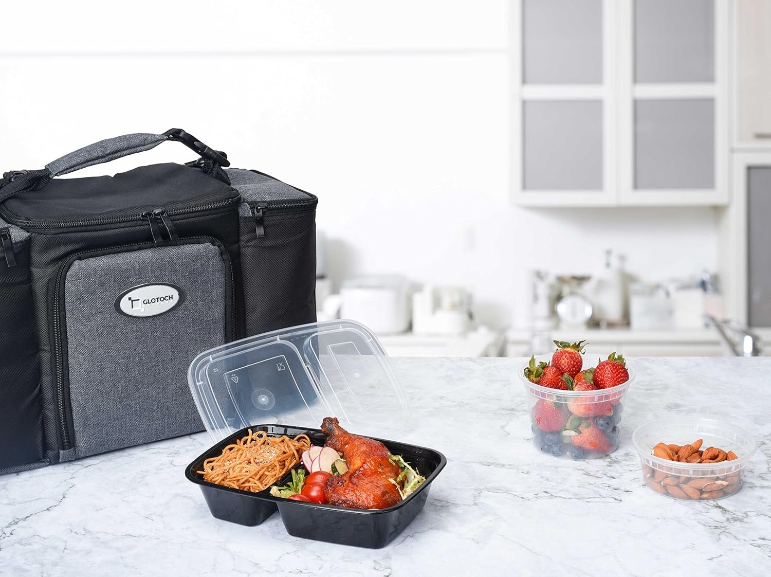 Marchio Bianco confezione da 50 (100 pezzi) contenitori per preparazione pasti 32 oz robusti a tenuta stagna con 2 scomparti e coperchi in plastica per conservazione alimenti pranzo con Logo Personalizzato sicuri microonde freezer lavastoviglie Fornitore