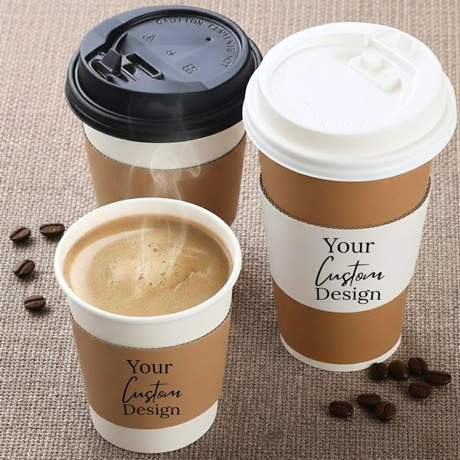 Copritazza con Logo Personalizzato in Carta Kraft Bianco Monouso – Isolanti per Bevande Calde e Fredde Marchio Bianco Ideali per Bar e Feste dal Fornitore (25, 50, 100)