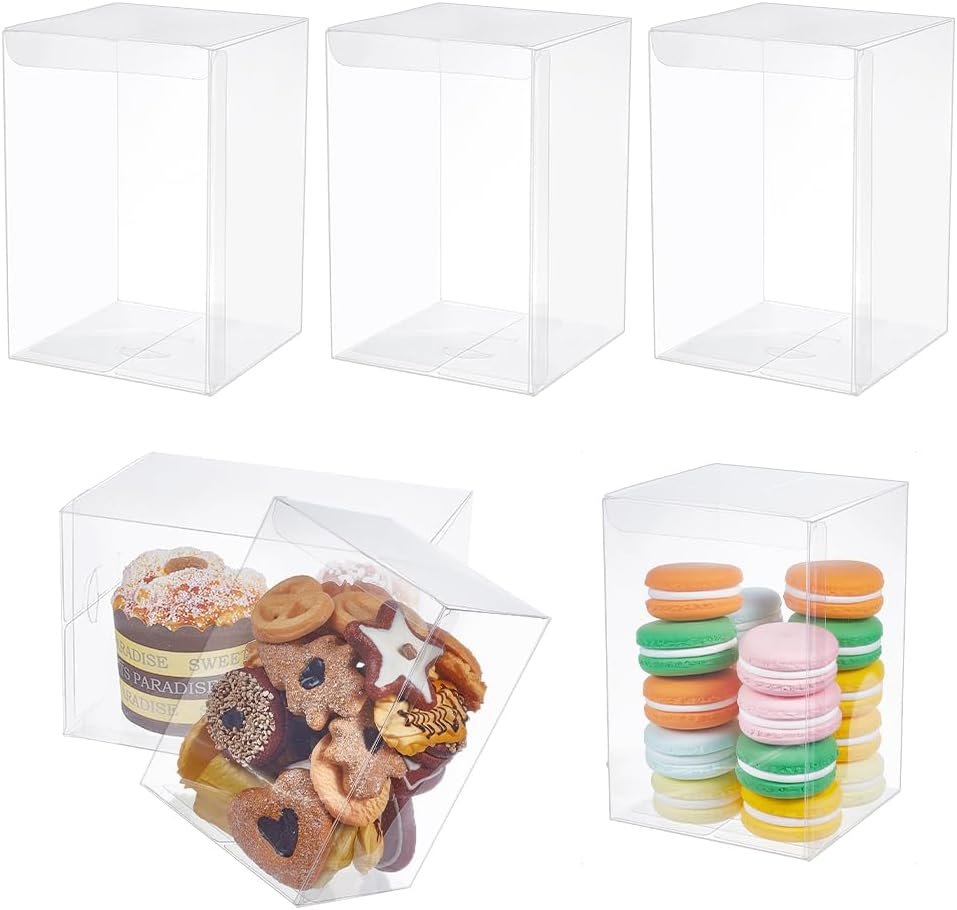 Fornitore Scatole Trasparenti Plastica 10 pz 4x4x6 Pollici con Logo Personalizzato per Caramelle Cioccolato Dessert Baby Shower Feste Regali San Valentino Marchio Bianco