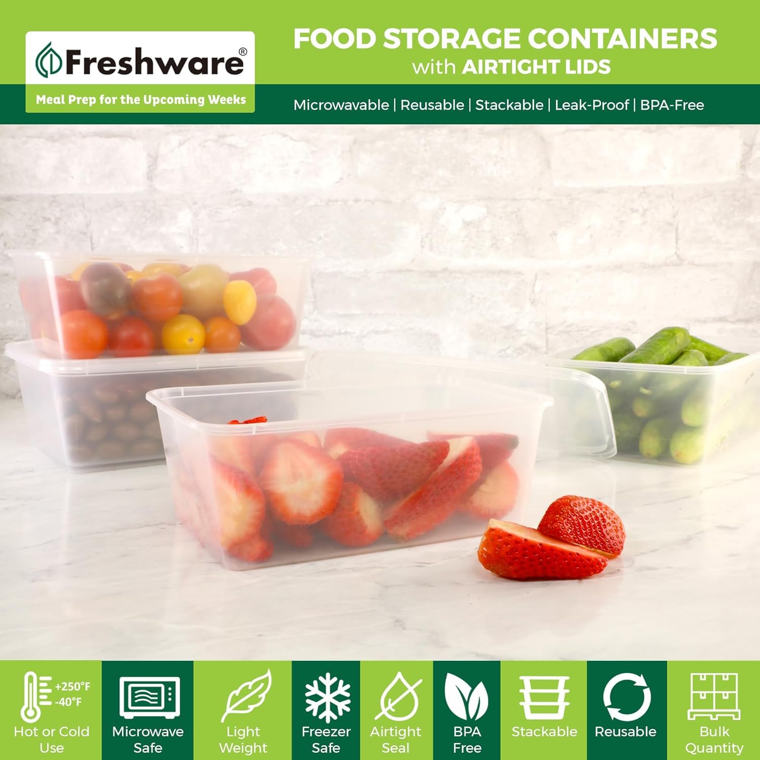 Contenitori per Conservazione Alimenti con Logo Personalizzato [50 Set] da 25 oz in Plastica Deli con Coperchi Marchio Bianco per Slime Zuppe e Preparazione Pasti senza BPA impilabili a tenuta stagna adatti a microonde lavastoviglie e congelatore dal Fornitore
