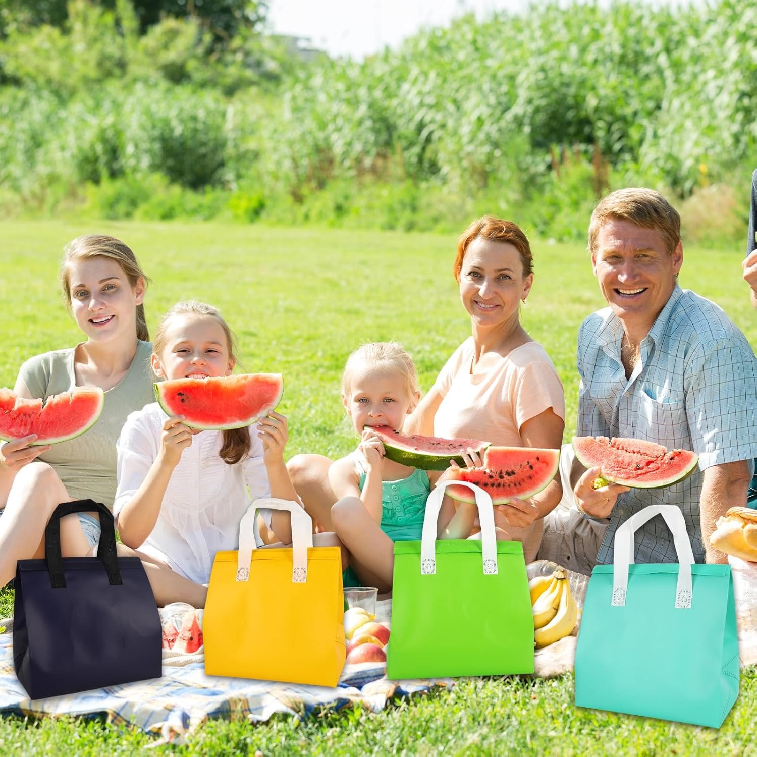 Marchio Bianco 18 Pz Borse Termiche Isolate Monouso Take Away per Pranzo Asporto Bevande Calde Fredde Cibo Fresco con Logo Personalizzato dal Produttore (6 Colori Classici)