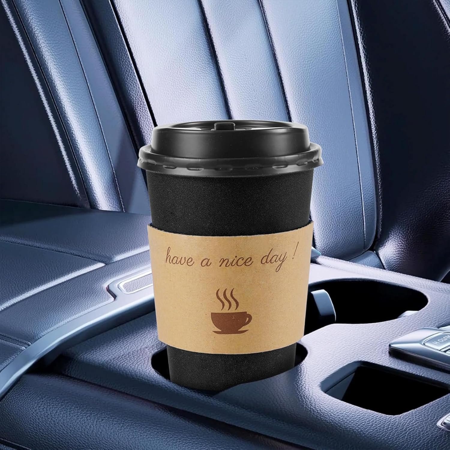 Fornitore tazze da caffè 16 oz con logo personalizzato, confezione da 100 con coperchi manichette termiche e bastoncini mescolatori monouso in carta take away per bevande calde e fredde ufficio casa negozi eventi marchio bianco (nero)