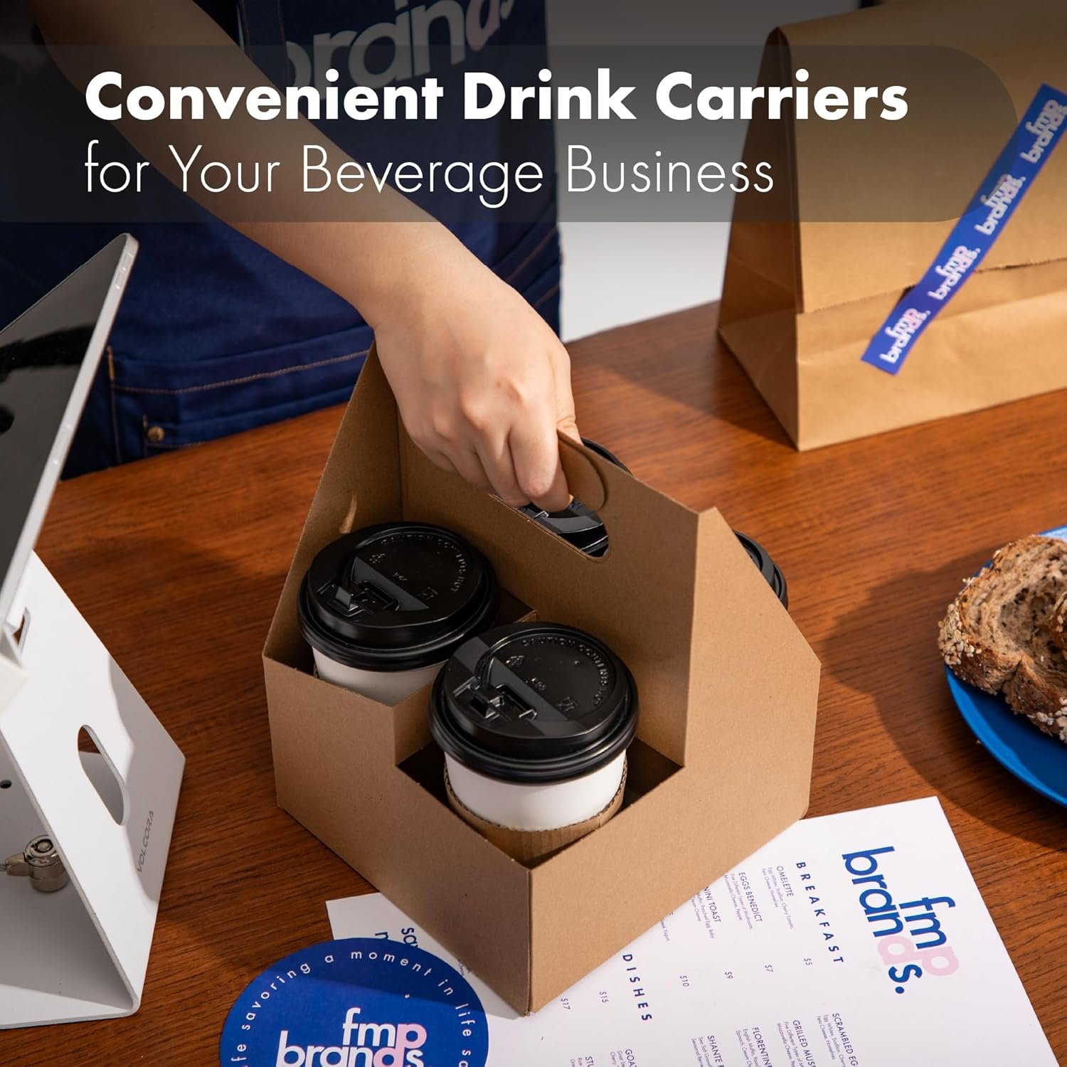 Logo Personalizzato Portabicchieri Monouso con Manico per 4 Tazze Cartone Kraft Confezione 25 12-30 oz dal Produttore Marchio Bianco