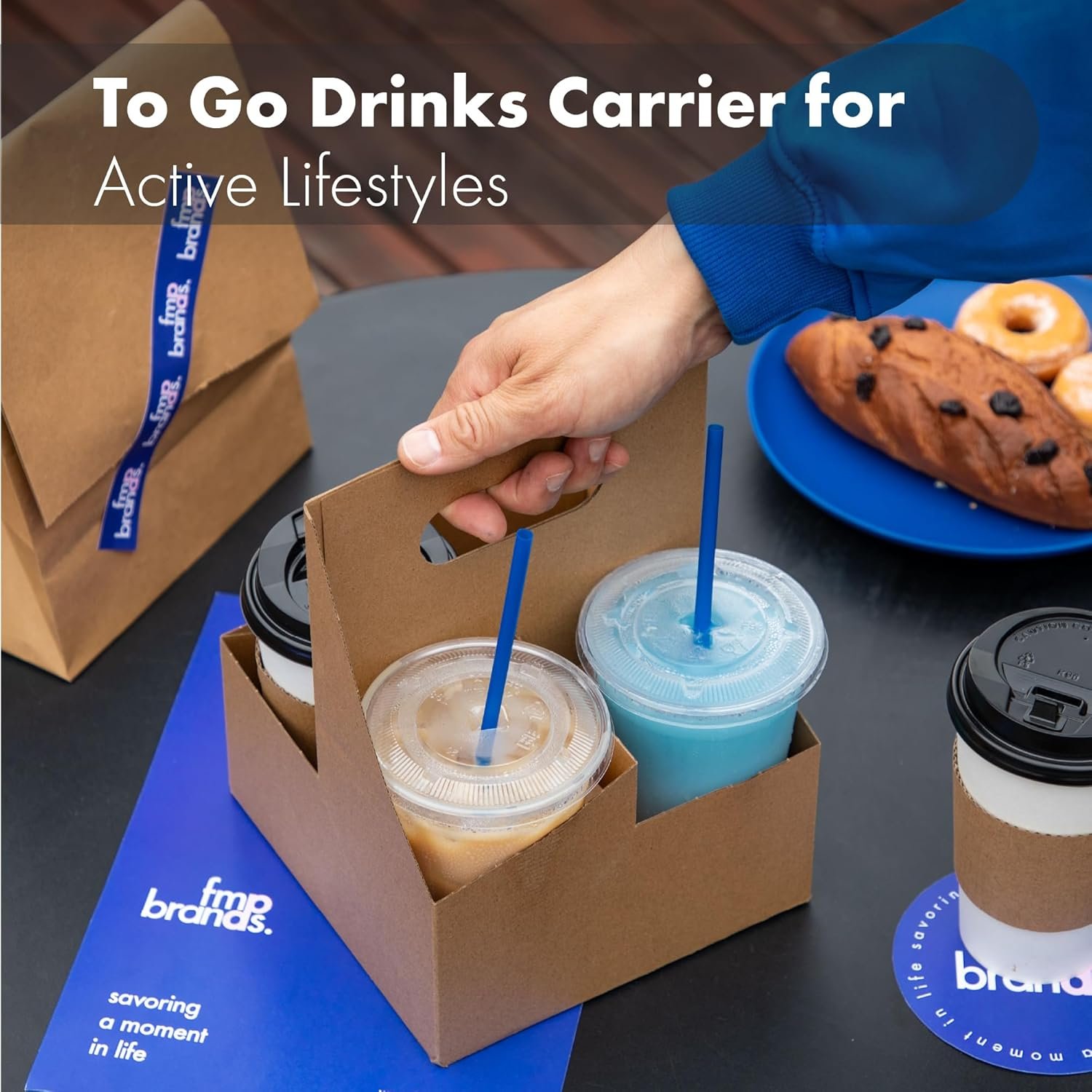 Logo Personalizzato Portabicchieri Monouso con Manico per 4 Tazze Cartone Kraft Confezione 25 12-30 oz dal Produttore Marchio Bianco