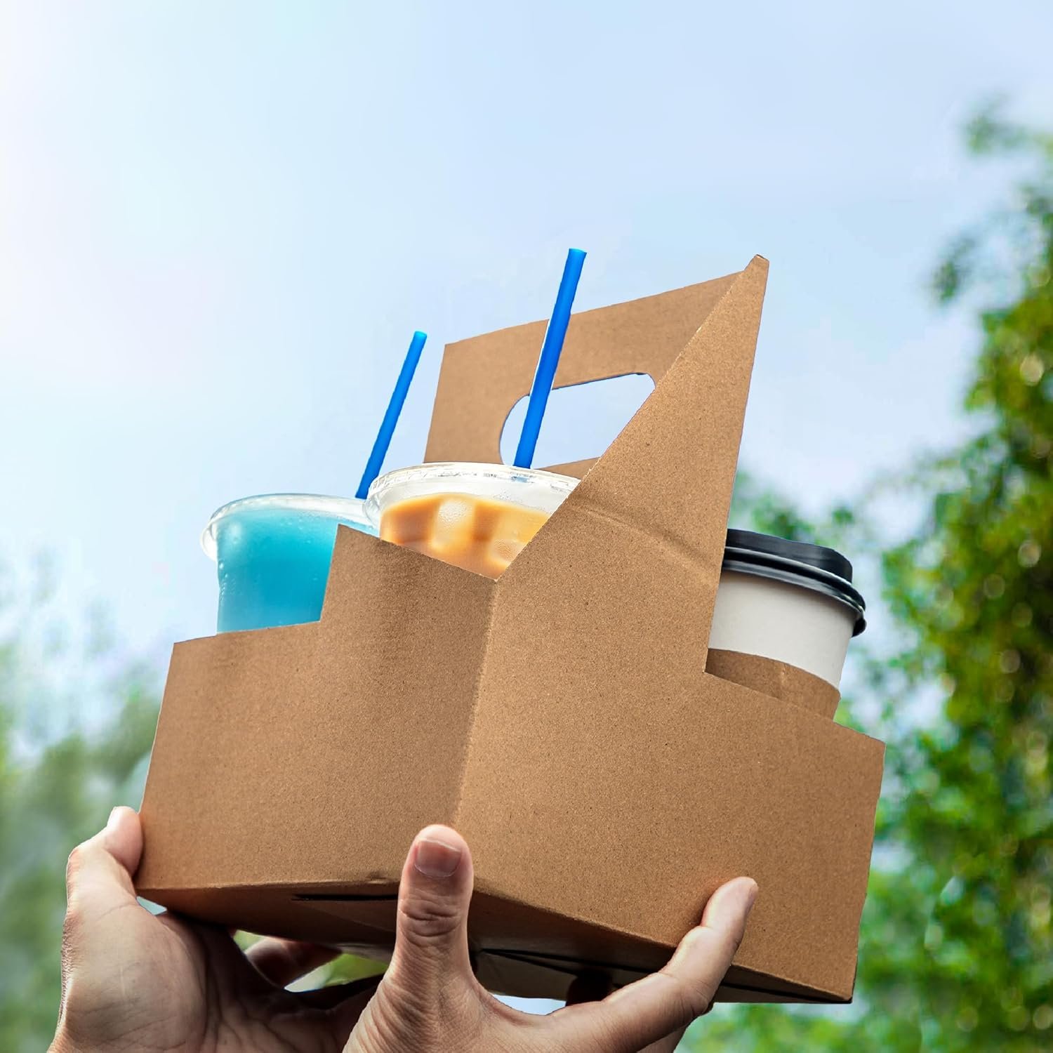 Logo Personalizzato Portabicchieri Monouso con Manico per 4 Tazze Cartone Kraft Confezione 25 12-30 oz dal Produttore Marchio Bianco