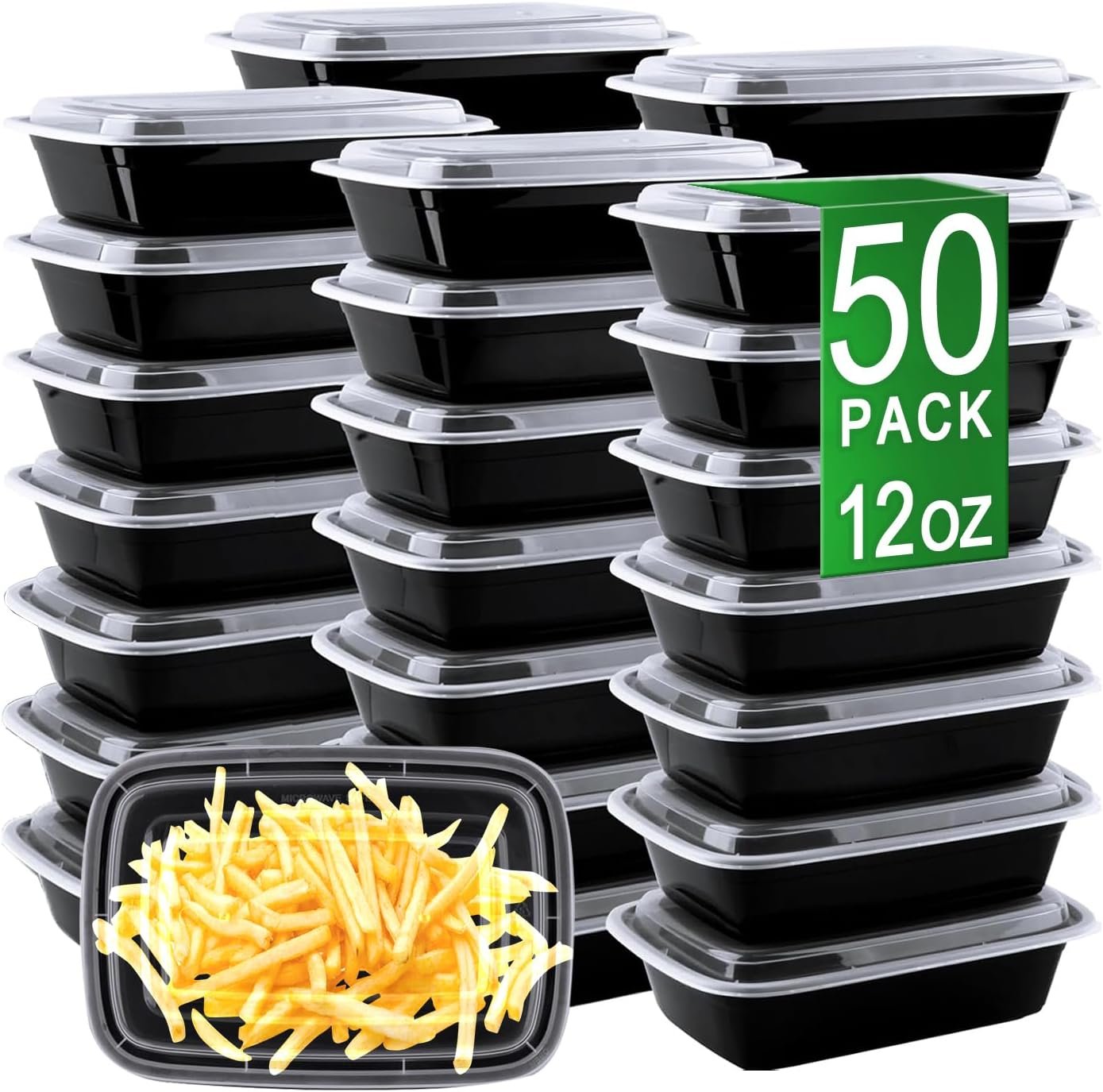 Marchio Bianco Contenitori Meal Prep Confezione da 50 12oz (100 Pezzi) Monouso con Coperchi Ermetici Plastica Riutilizzabile Logo Personalizzato Senza BPA Adatti Microonde Lavastoviglie Congelatore dal Produttore