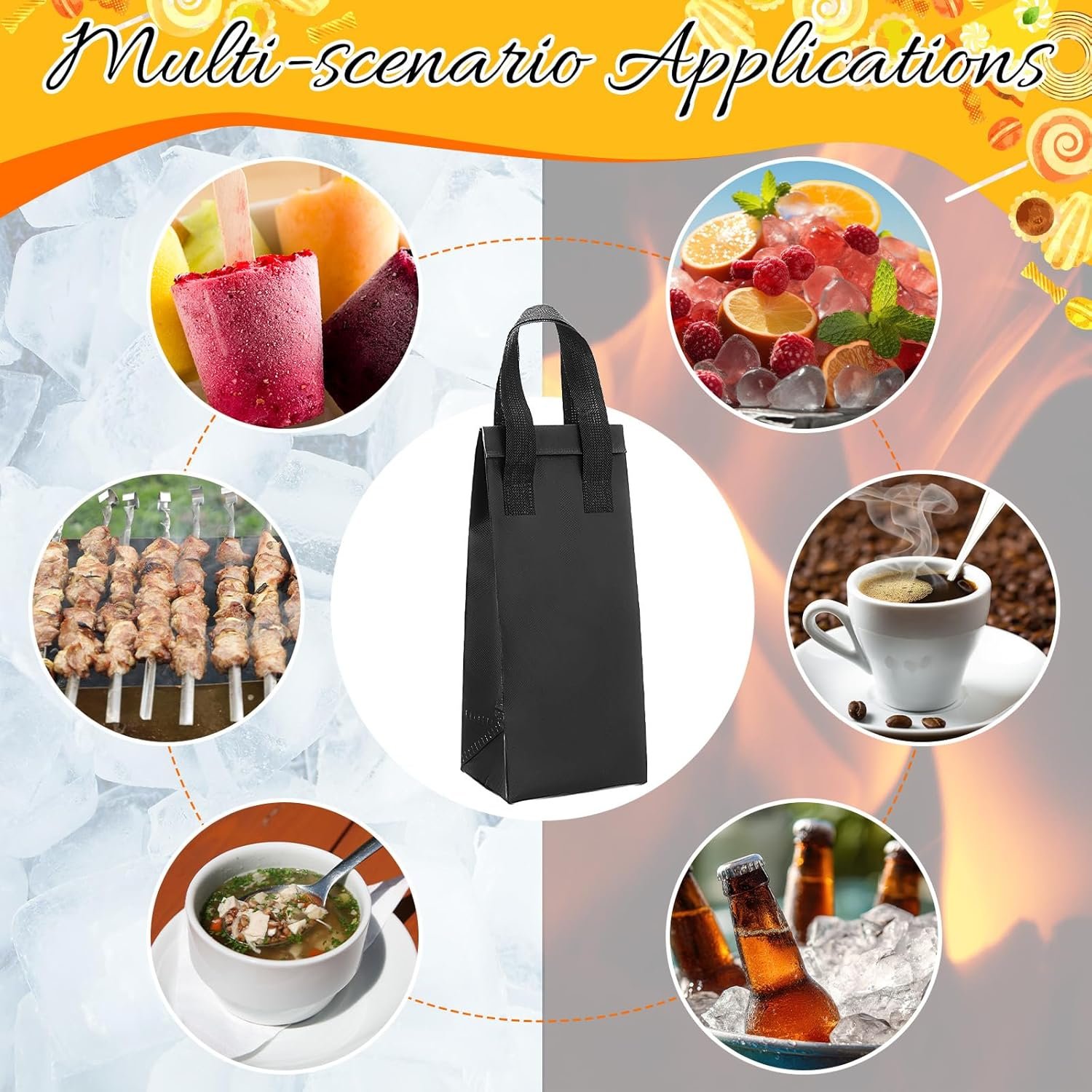 Fornitore Borse Termoisolanti Portabicchieri 50 pz Piccole Monouso con Maniglia Logo Personalizzato per Caffè Tè al Latte Cibi Caldi Freddi Surgelati Marchio Bianco