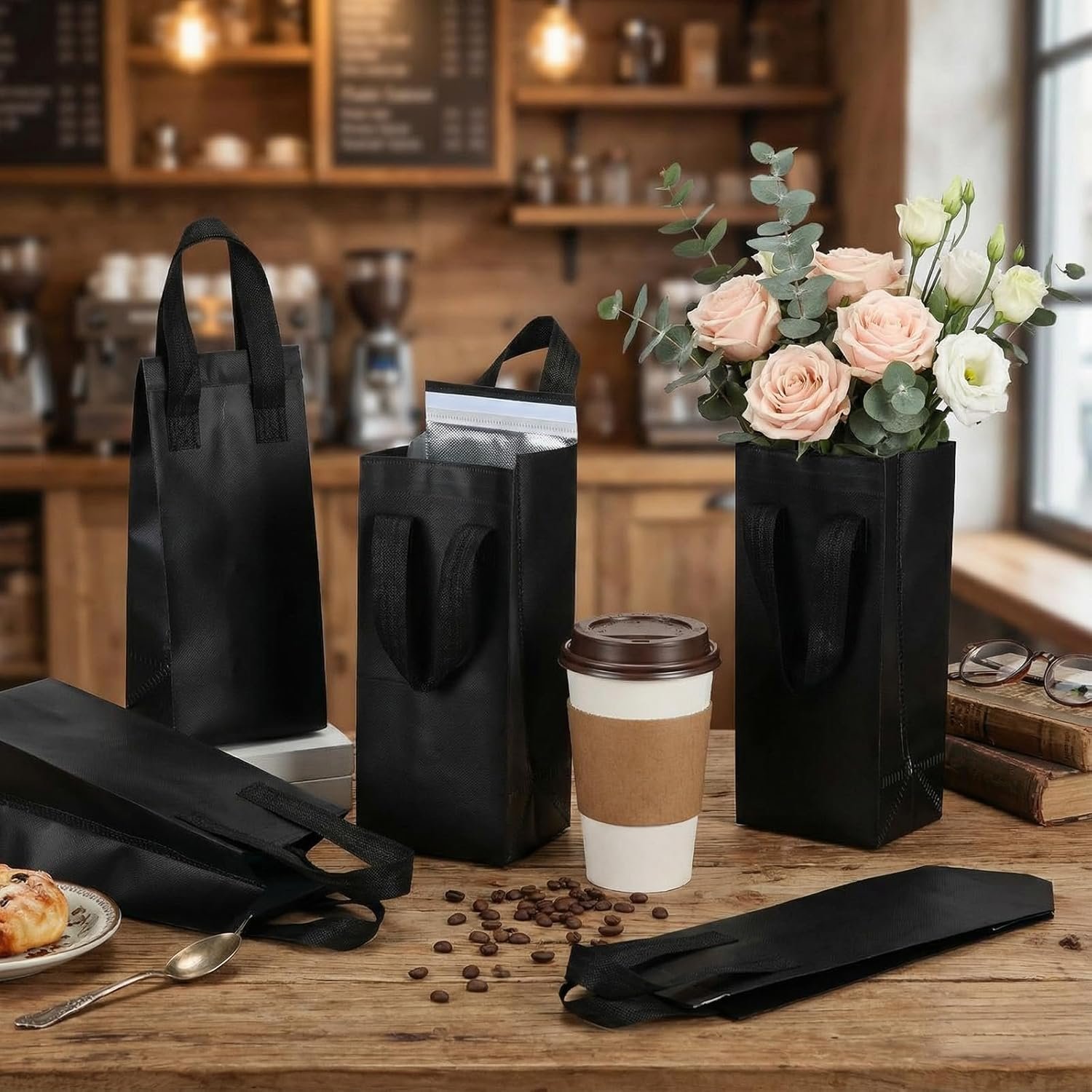 Fornitore Borse Termoisolanti Portabicchieri 50 pz Piccole Monouso con Maniglia Logo Personalizzato per Caffè Tè al Latte Cibi Caldi Freddi Surgelati Marchio Bianco