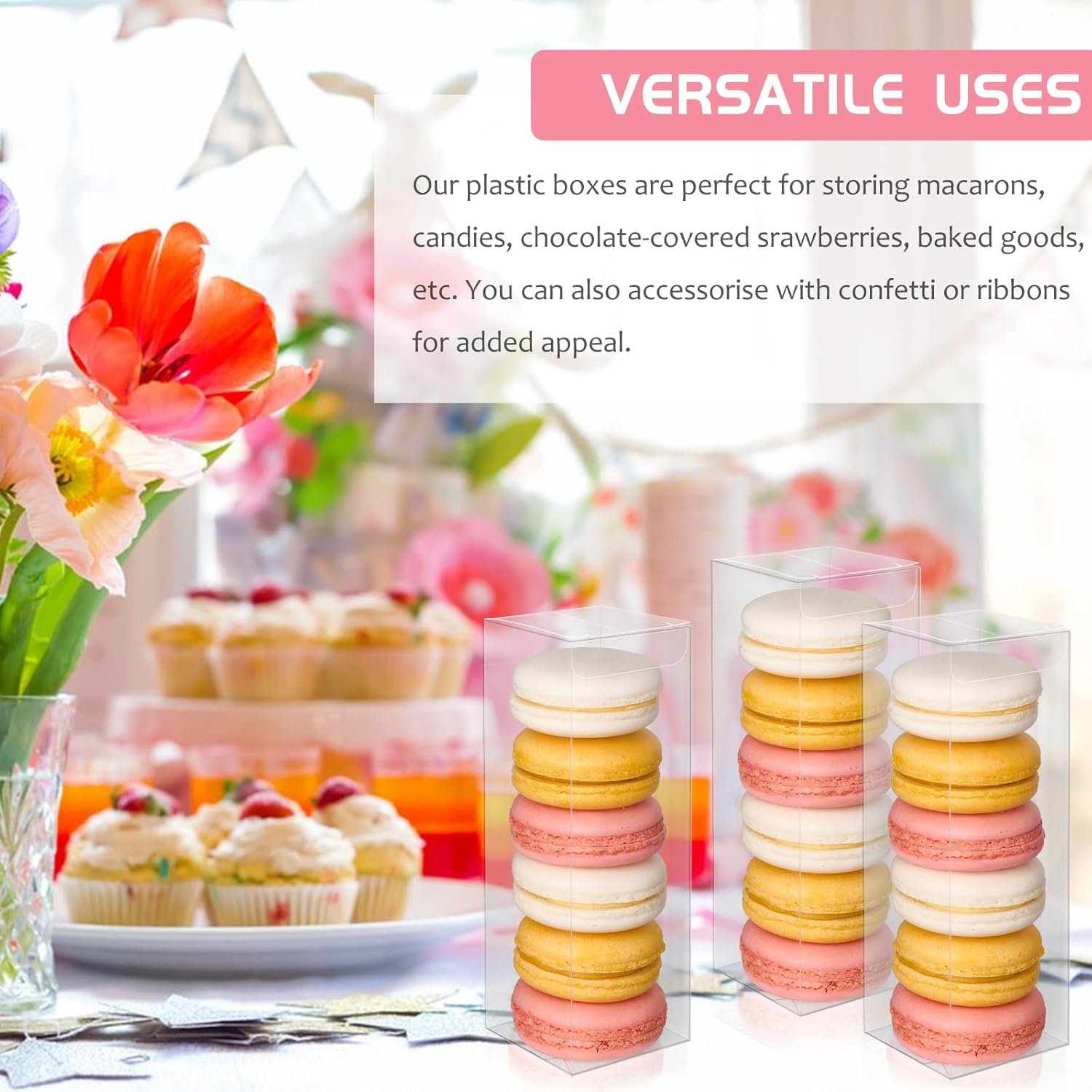 Marchio Bianco 30 Scatole Trasparenti per Confetti Macaron Dolci 2x2x6 Pollici Rettangolari Plastica per Matrimonio Baby Shower Compleanno Retail con Logo Personalizzato dal Produttore Marchio Bianco 30 Scatole Trasparenti per Confetti Macaron Dolci 2x2x6 Pollici Rettangolari Plastica per Matrimonio Baby Shower Compleanno Retail con Logo Personalizzato dal Produttore