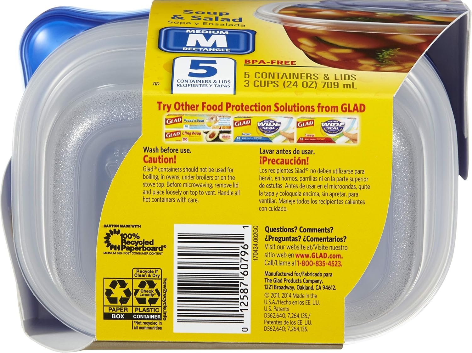 Produttore Contenitori Rettangolari Medi per Alimenti con Coperchi in Plastica Senza BPA Ermetici Resistenti alle Perdite per Zuppe Insalate e Preparazione Pasti Adatti a Microonde Lavastoviglie Congelatore 24 Oz Confezione da 5 con Logo Personalizzato per Marchio Bianco