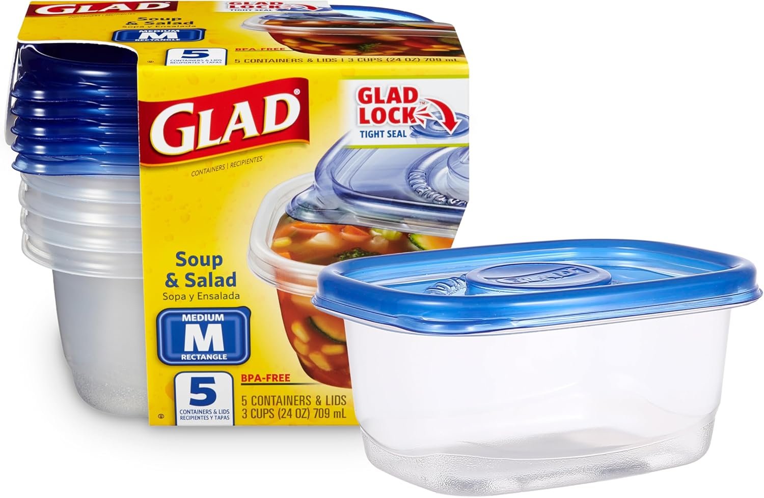 Produttore Contenitori Rettangolari Medi per Alimenti con Coperchi in Plastica Senza BPA Ermetici Resistenti alle Perdite per Zuppe Insalate e Preparazione Pasti Adatti a Microonde Lavastoviglie Congelatore 24 Oz Confezione da 5 con Logo Personalizzato per Marchio Bianco