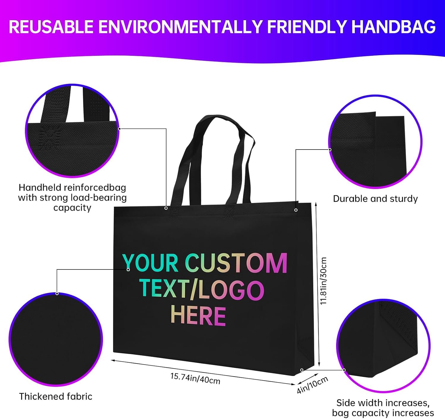 Borse Shopper con Logo Personalizzato Riutilizzabili per la Spesa Promozionali | Marchio Bianco | Confezioni 10/50/100 dal Produttore