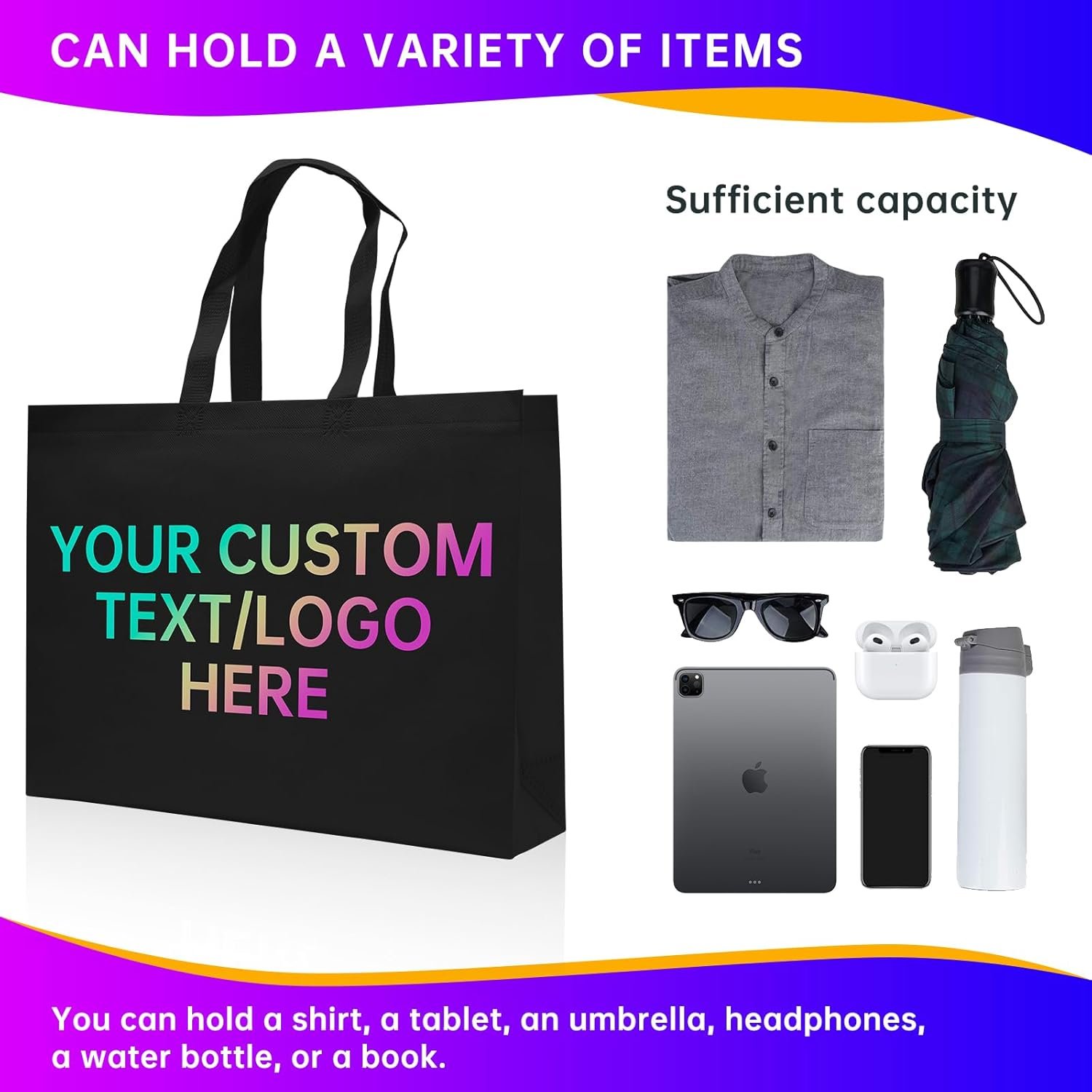 Borse Shopper con Logo Personalizzato Riutilizzabili per la Spesa Promozionali | Marchio Bianco | Confezioni 10/50/100 dal Produttore