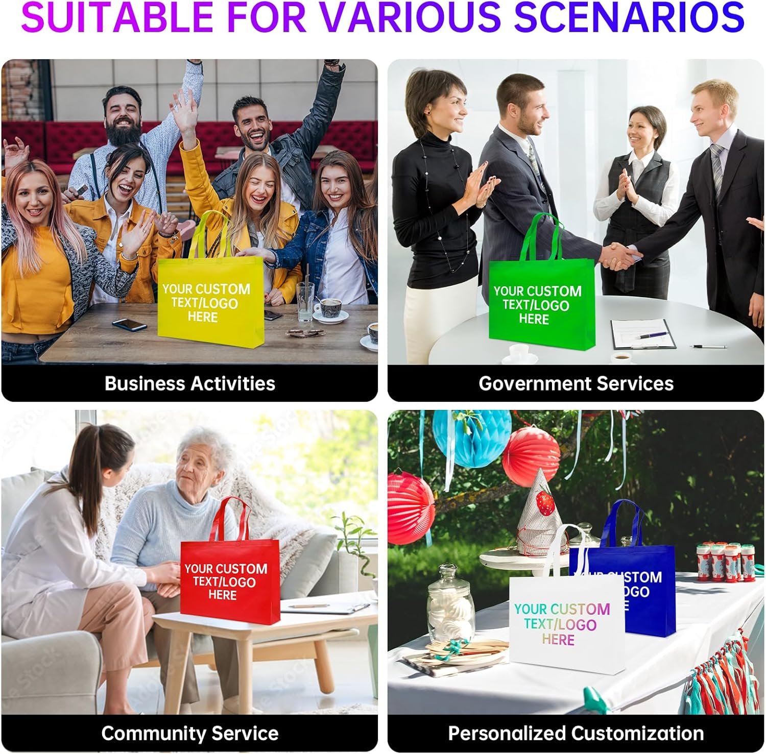 Borse Shopper con Logo Personalizzato Riutilizzabili per la Spesa Promozionali | Marchio Bianco | Confezioni 10/50/100 dal Produttore