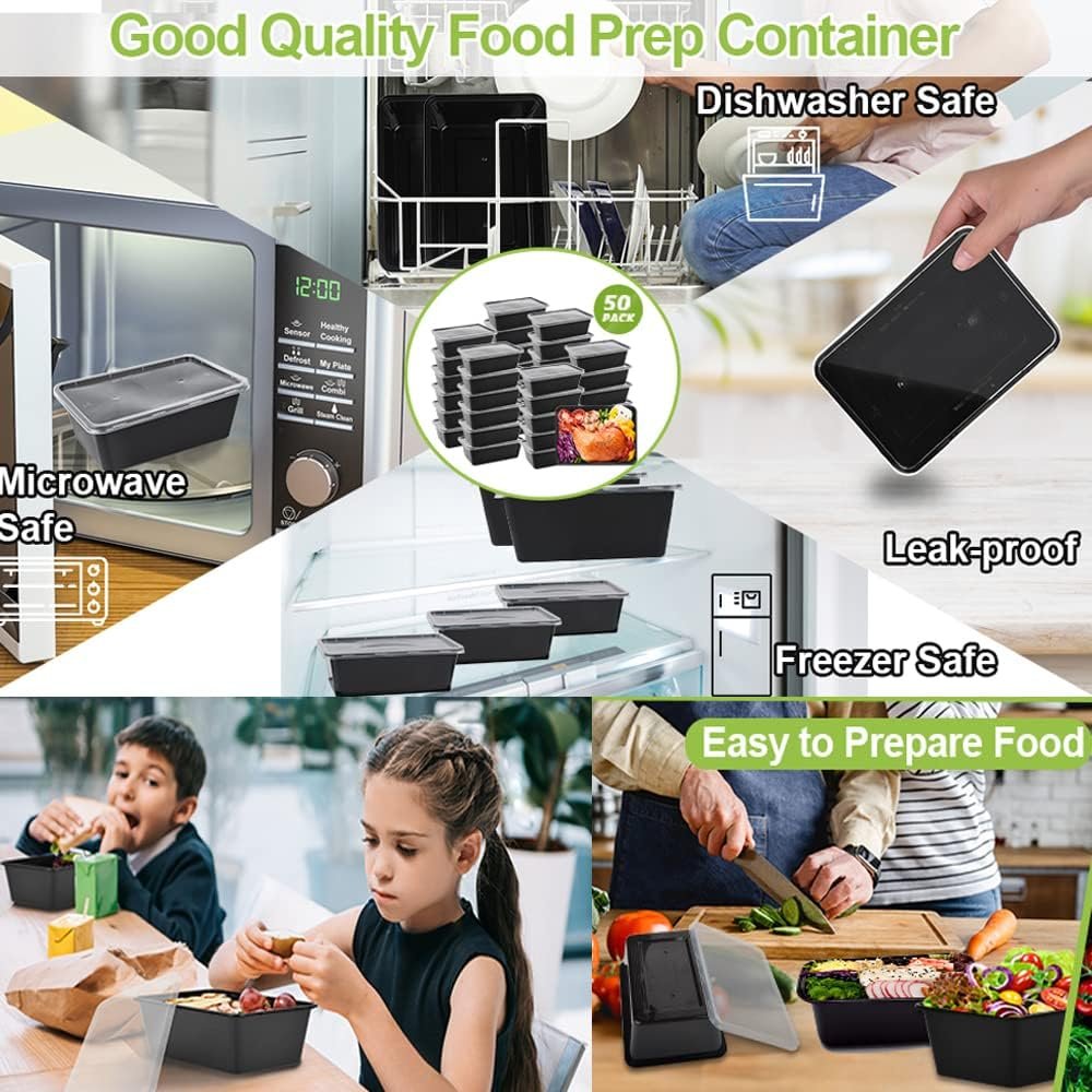 Fornitore di Contenitori Meal Prep con Logo Personalizzato Confezione 50 da 26 OZ Microondabili Riutilizzabili con Coperchi Impilabili per Congelatore Lavastoviglie Marchio Bianco