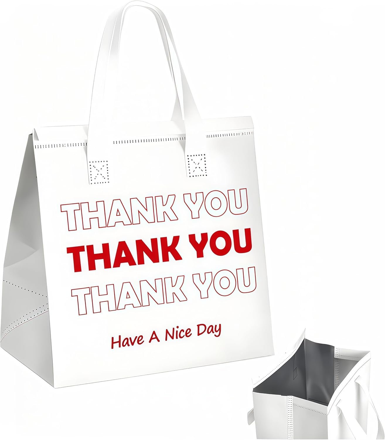 Fornitore Borse Termiche Isolate per Asporto con Logo Personalizzato 25 Pezzi Bulk Cibi Caldi Freddi Consegne Pizza Caffè Catering Ristoranti Marchio Bianco 9.5x9.5x6 (Bianco)