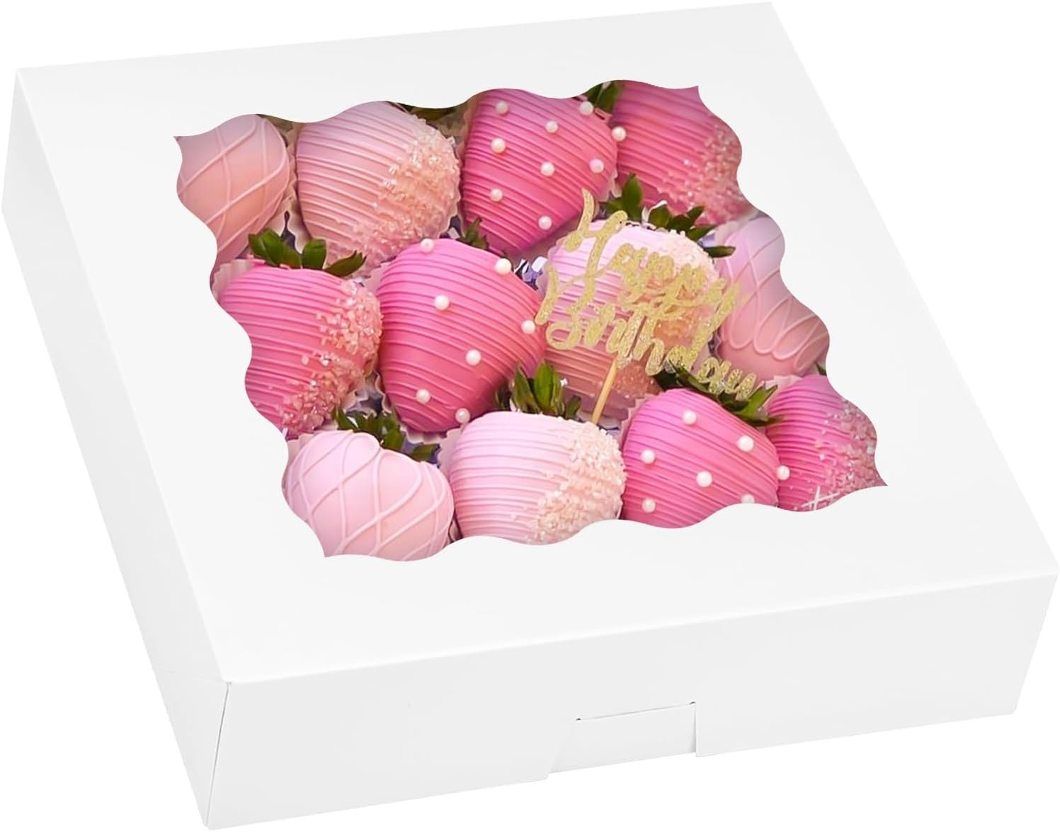 Fornitore Scatole Pasticceria Pop-Up 24 pz 10x10x2,5 Pollici con Logo Personalizzato per Biscotti Fragole Ricoperte Cioccolato Torte Ciambelle Muffin Marchio Bianco