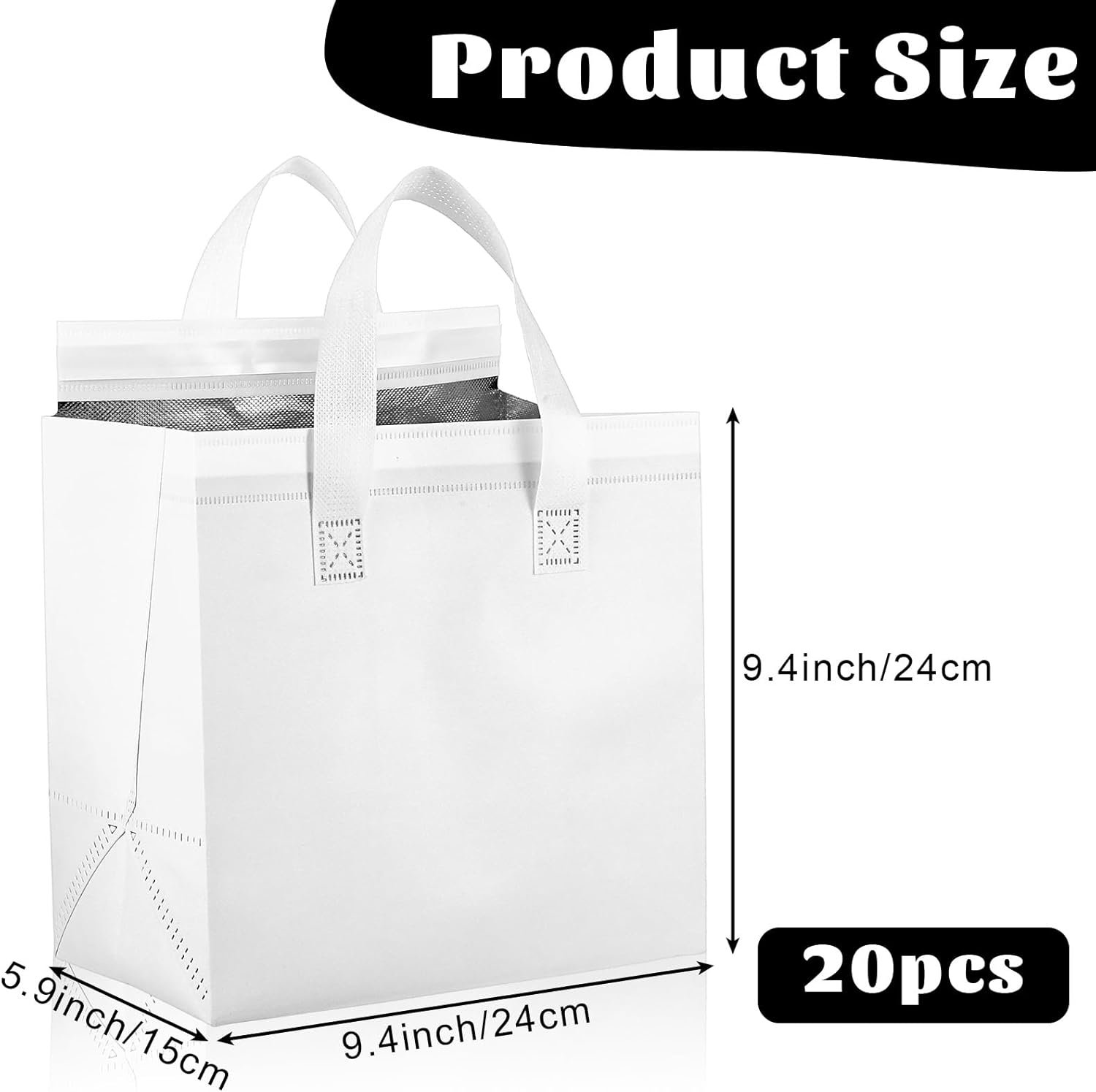 Produttore Borse Termiche Isolate per Asporto Take Away Bulk 20 Pezzi con Logo Personalizzato per Cibo Caldo Freddo Caffè Tè al Latte Pesce Fresco Pizza Delivery Ristoranti Catering Marchio Bianco (23,8 x 15 x 23,8 cm, Bianco) Produttore Borse Termiche Isolate per Asporto Take Away Bulk 20 Pezzi con Logo Personalizzato per Cibo Caldo Freddo Caffè Tè al Latte Pesce Fresco Pizza Delivery Ristoranti Catering Marchio Bianco (23,8 x 15 x 23,8 cm, Bianco)