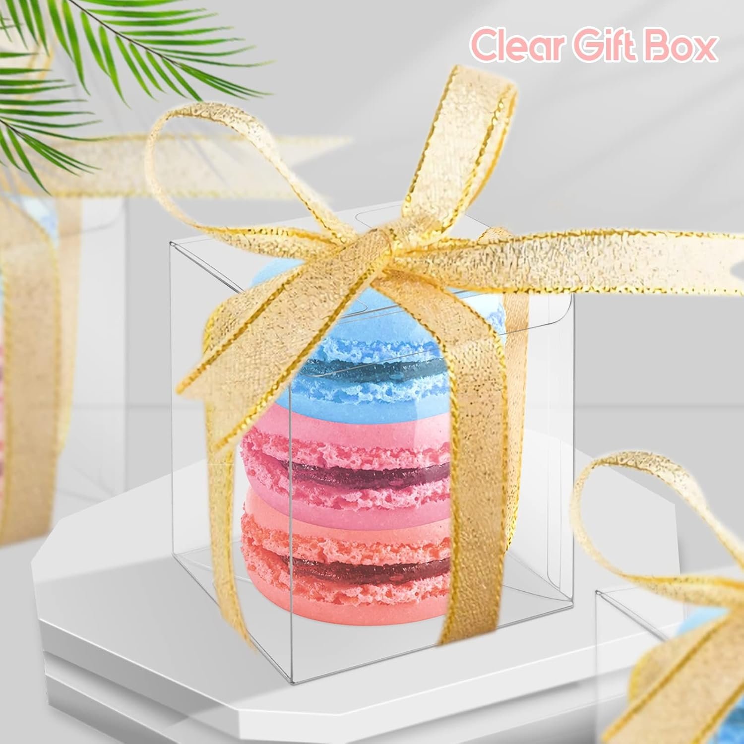 Logo Personalizzato Scatoline Trasparenti Piccole 2.25x2.25x3 Pollici per 3 Macaron Marchio Bianco Bomboniere Matrimonio Baby Shower Compleanno Produttore Confezione da 25