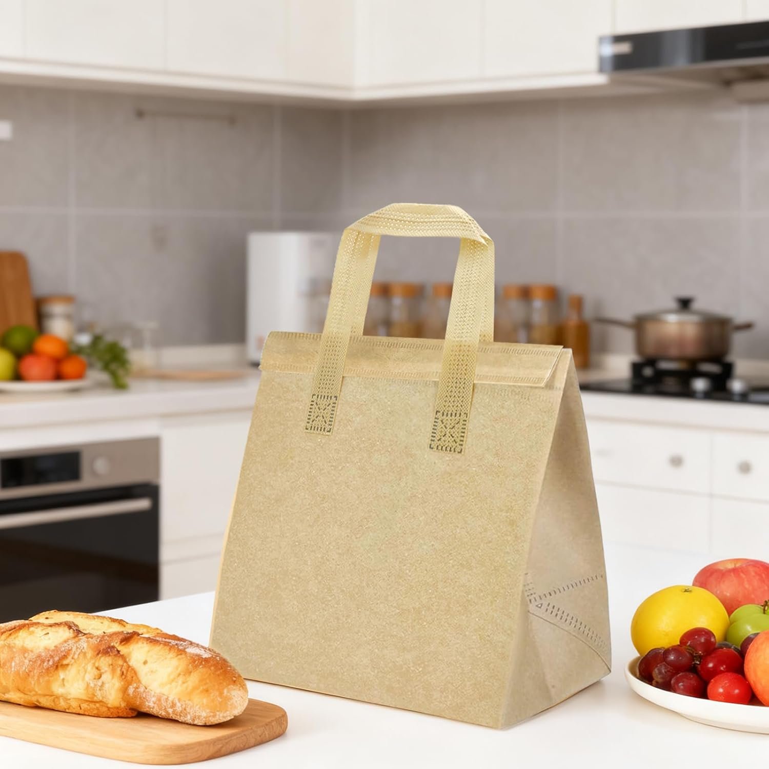 Logo Personalizzato 120 Pz Borse Termiche Isolate per Asporto Bulk Borsa Pranzo Isolante per Cibi Caldi Freddi Caffè Milk Tea BBQ Borsa Frigo Delivery Catering Ristoranti Picnic Donazioni Regali con Marchio Bianco da Fornitore