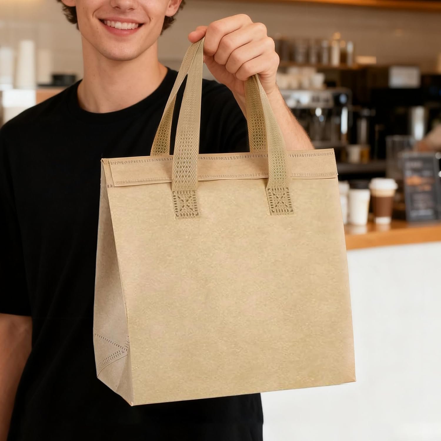 Logo Personalizzato 120 Pz Borse Termiche Isolate per Asporto Bulk Borsa Pranzo Isolante per Cibi Caldi Freddi Caffè Milk Tea BBQ Borsa Frigo Delivery Catering Ristoranti Picnic Donazioni Regali con Marchio Bianco da Fornitore