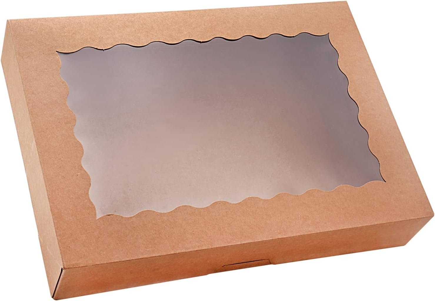 Fornitore Scatole Pasticceria con Finestra e Logo Personalizzato Confezione 20 Pezzi 30,5x20,3x6,4 cm per Biscotti Dolcetti Ciambelle Muffin Pasticcini Marrone Marchio Bianco