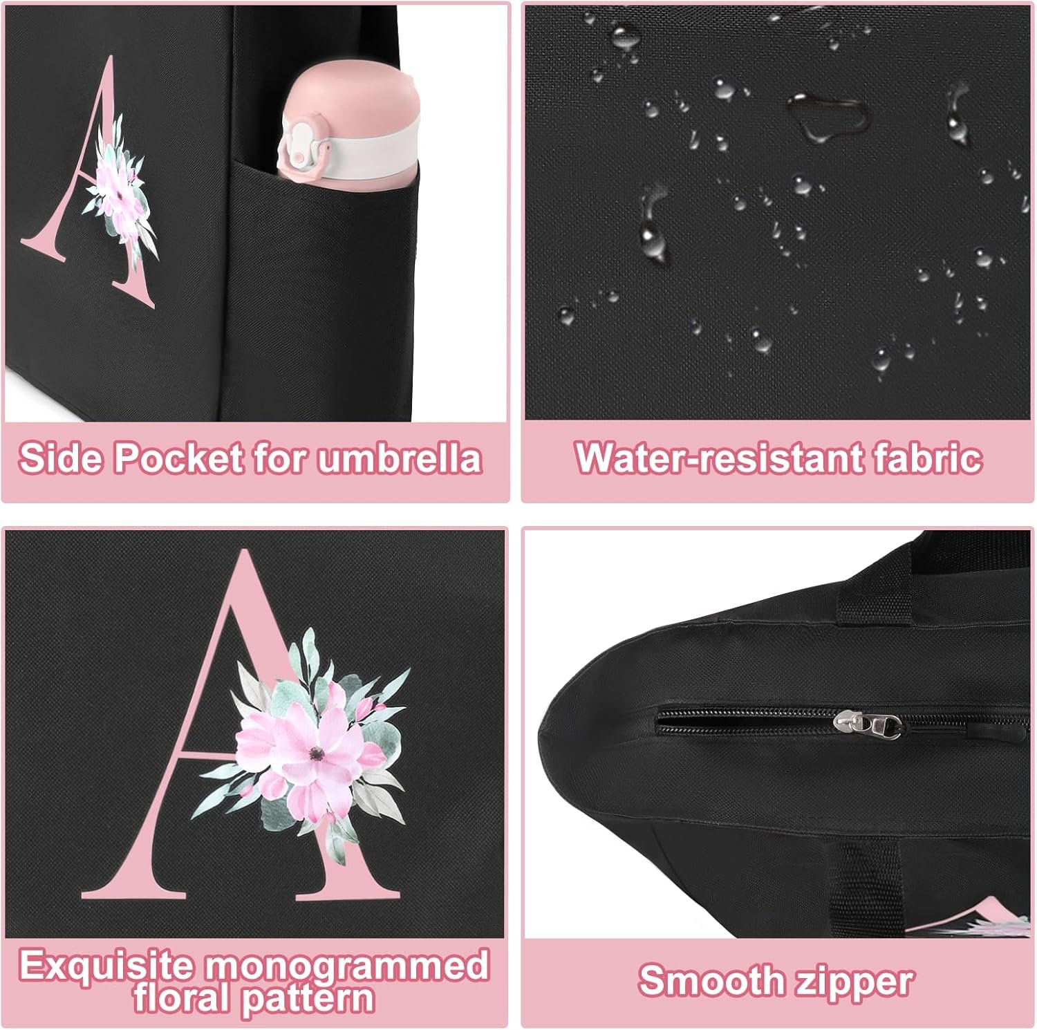 Marchio Bianco Borsa Tote Impermeabile con Logo Personalizzato Monogramma Iniziali A-Z Regali Damigelle Donne Nero Rosa Produttore