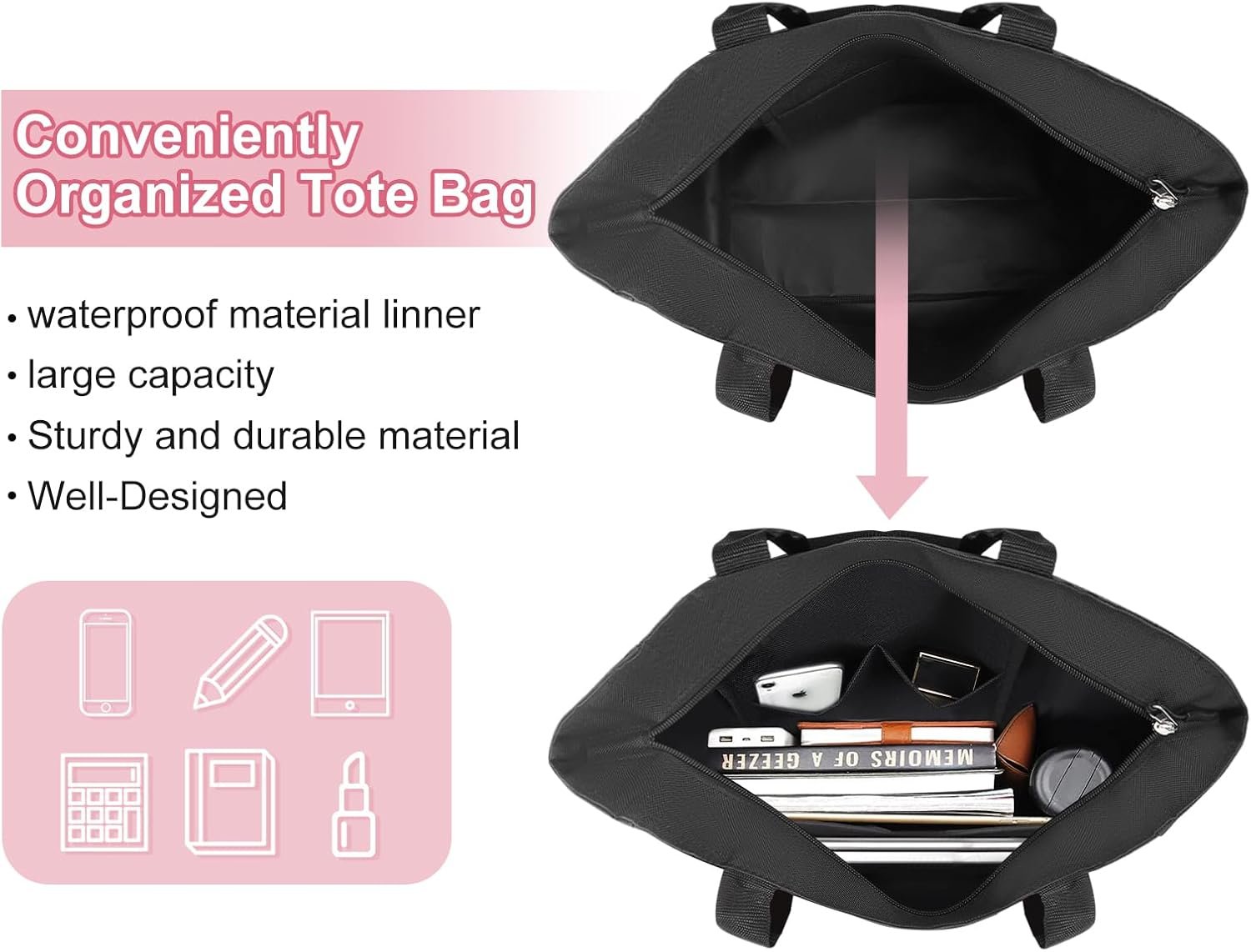 Marchio Bianco Borsa Tote Impermeabile con Logo Personalizzato Monogramma Iniziali A-Z Regali Damigelle Donne Nero Rosa Produttore