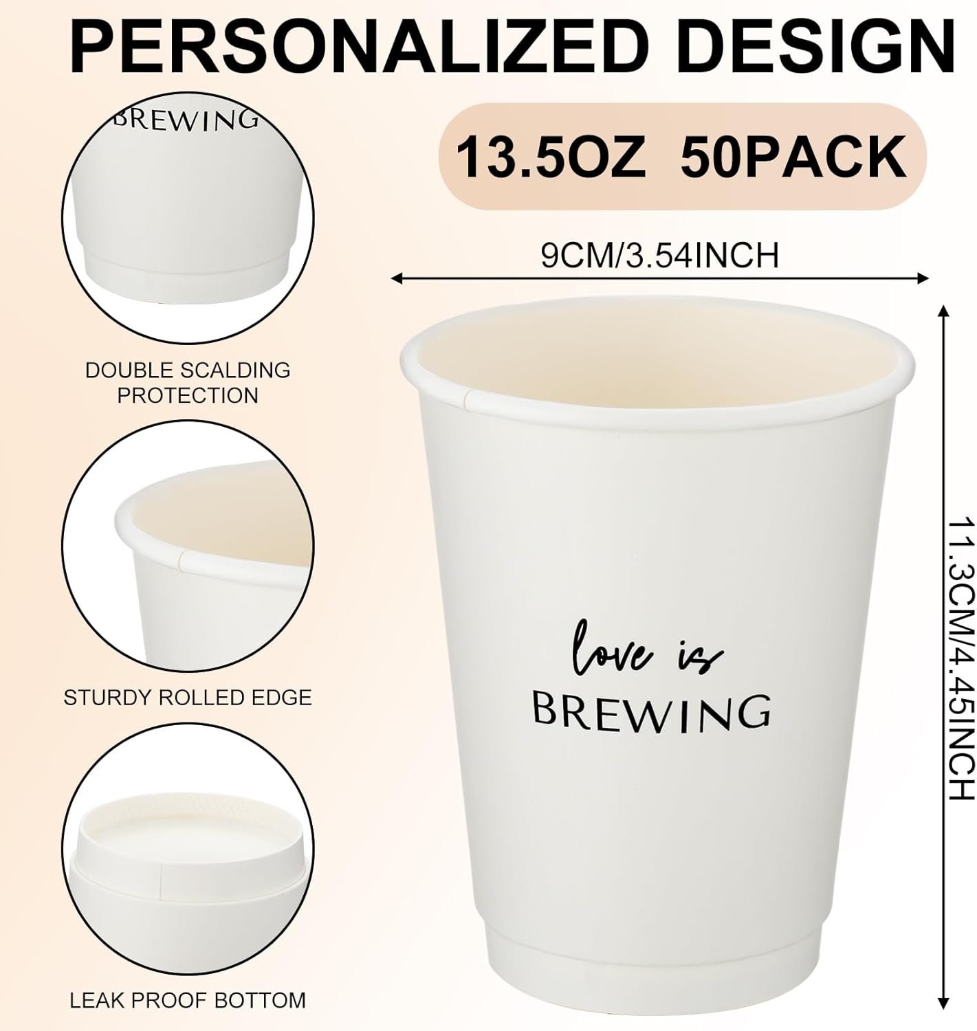 Produttore 50 Pezzi Tazze da Caffè Matrimonio Usa e Getta con Coperchio e Cannuccia Logo Personalizzato Tema Love Is Brewing per Bridal Shower Ricevimento Addio al Nubilato Marchio Bianco