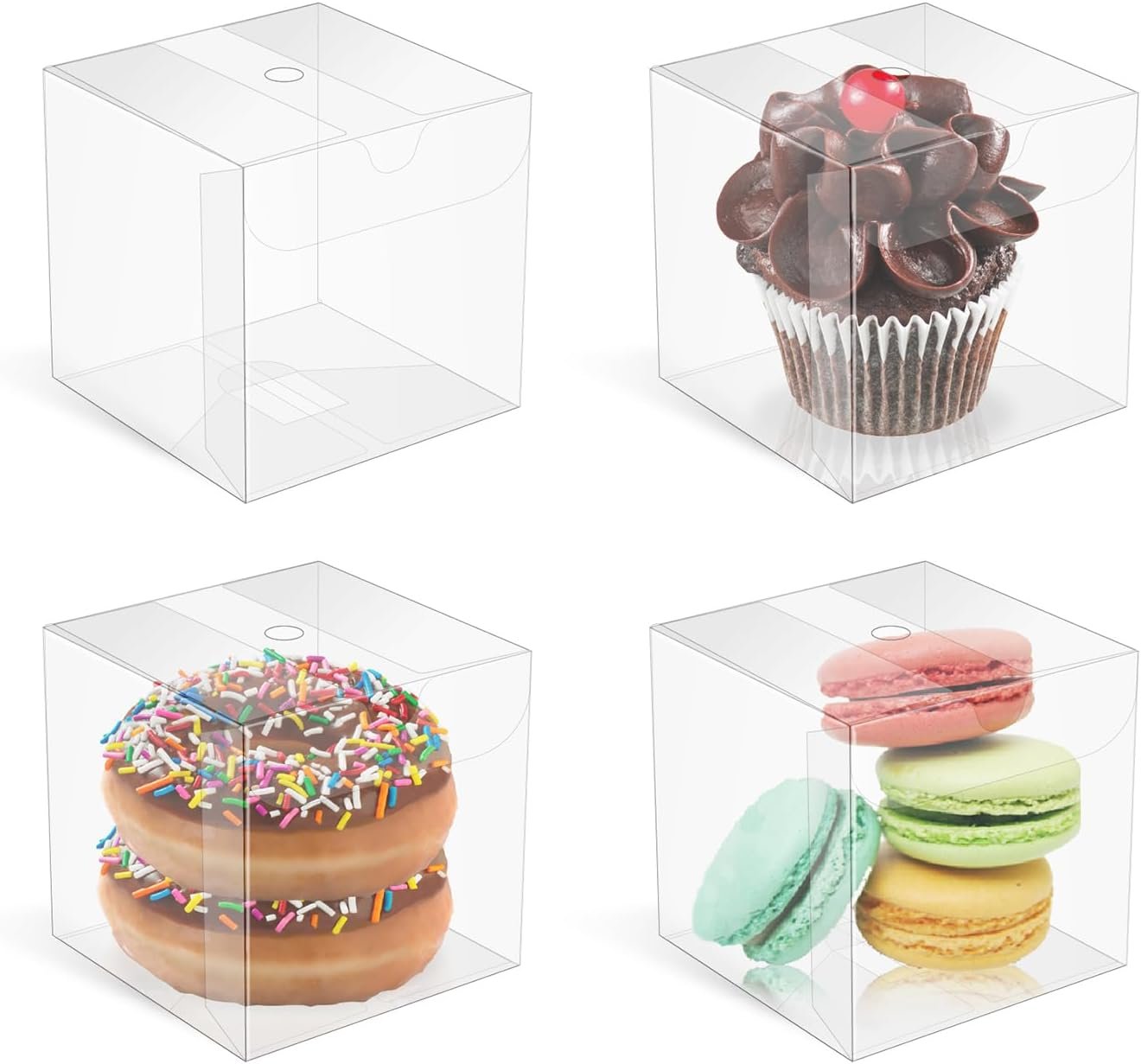 Marchio Bianco Scatole Trasparenti 3x3x3 Pollici Logo Personalizzato 100 pz Bomboniere Bombe Cioccolato Cupcake Regali Festa Nozze Fabbrica