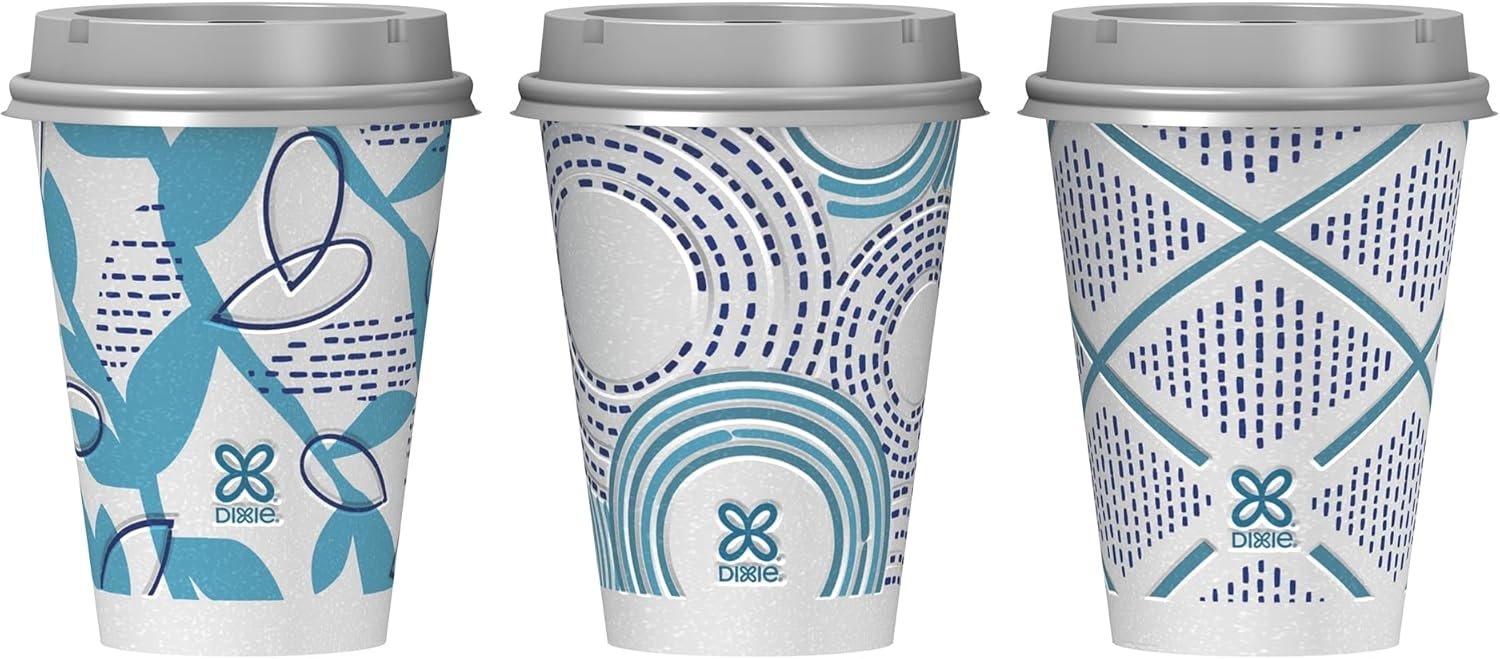 Marchio Bianco Tazze di Carta per Caffè con Coperchi 12 oz 156 Pezzi (6 Confezioni da 26), Logo Personalizzato Monouso Isolate per Bevande Calde o Fredde dal Fornitore