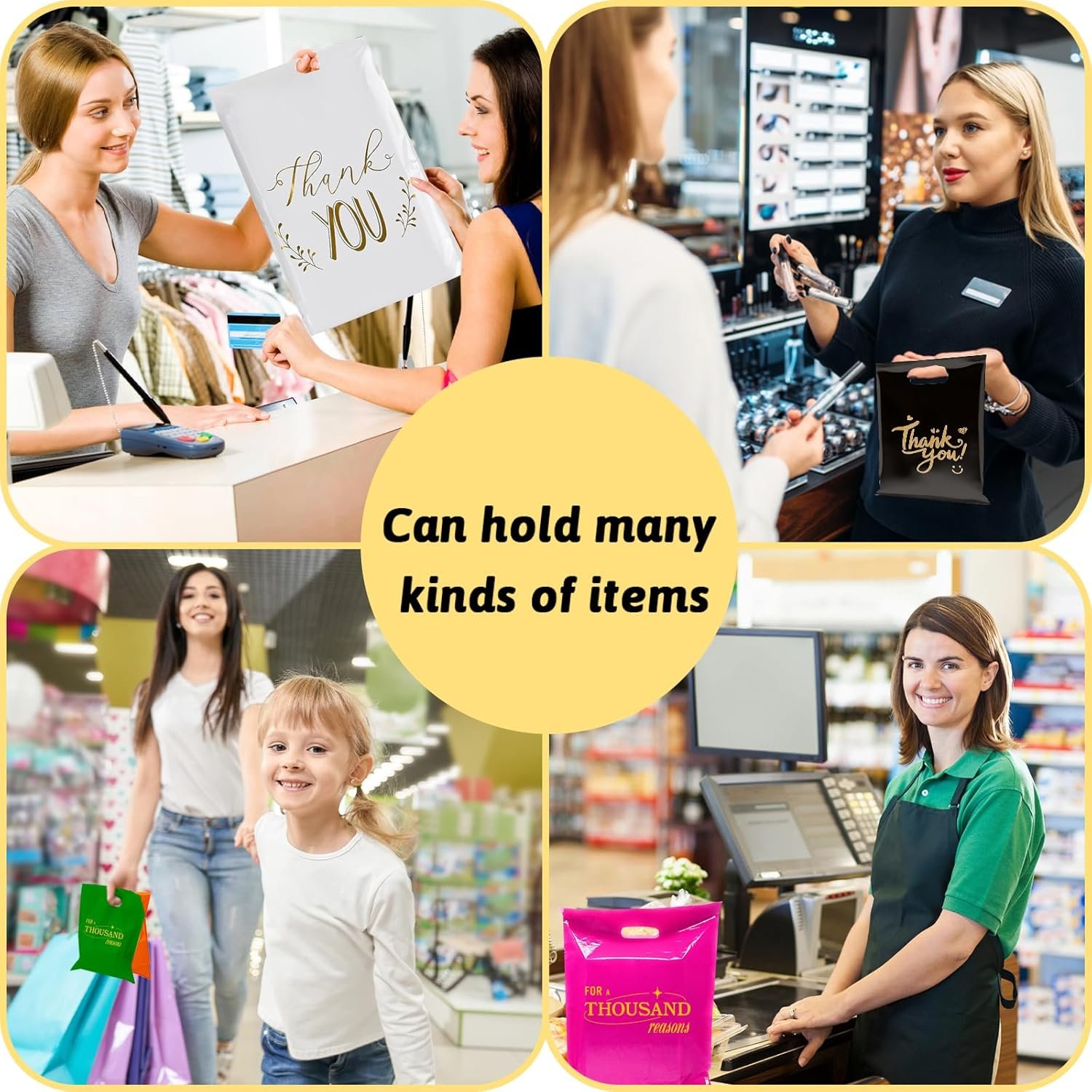 Borse a Marchio Bianco con Logo Personalizzato in Plastica (200) per Piccole Imprese Negozi Abbigliamento Boutique Supermercati Rivenditori Eventi Party dal Produttore