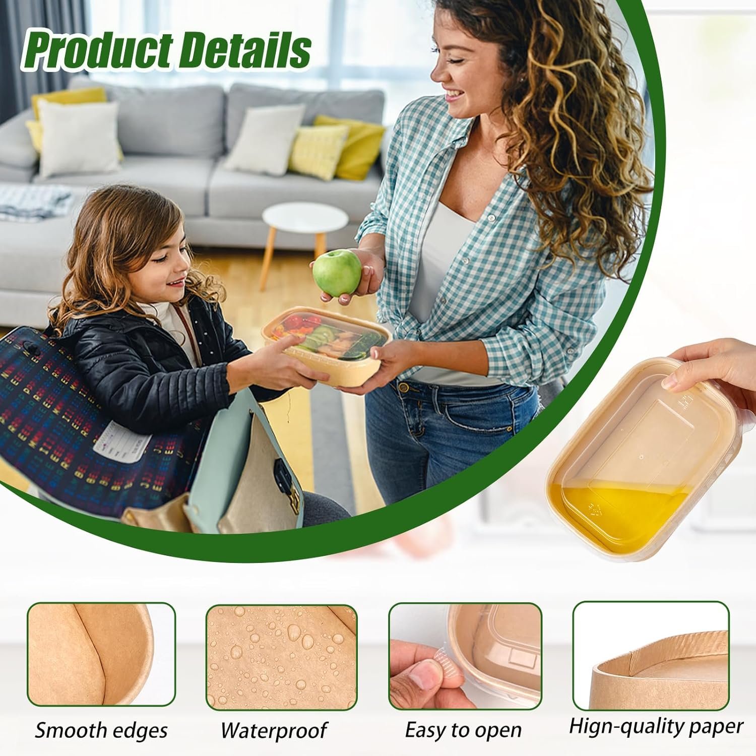 Logo Personalizzato Ciotole Monouso Carta Kraft 29oz Confezione da 50 con Coperchi e Forchette dalla Fabbrica Contenitori Pasti Pronti Da Asporto Resistenti Microonde Marchio Bianco