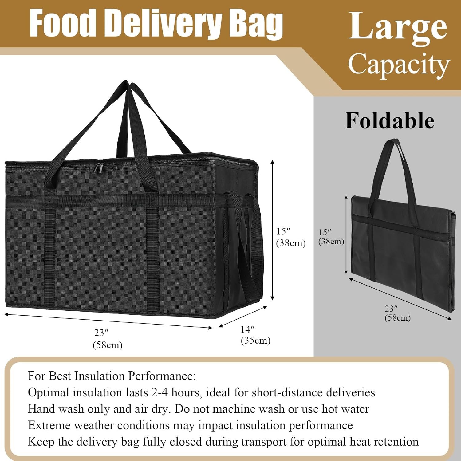 Fornitore Borse Termiche Isolate XXXL per Consegna Pizza Grande Capacità Mantiene Cibo Caldo per Spesa Catering con Logo Personalizzato Pieghevoli Resistenti Nero Marchio Bianco