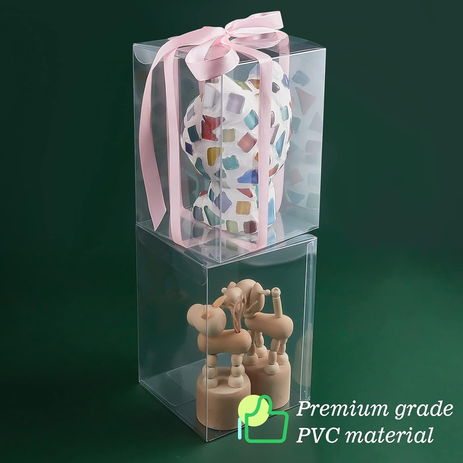 Logo Personalizzato 15 Pezzi Scatole Regalo Trasparenti Rettangolari PVC 3.9x3.9x5.5'' per Matrimoni Feste Dolci Caramelle Cupcakes Festa della Mamma con Marchio Bianco dalla Fabbrica
