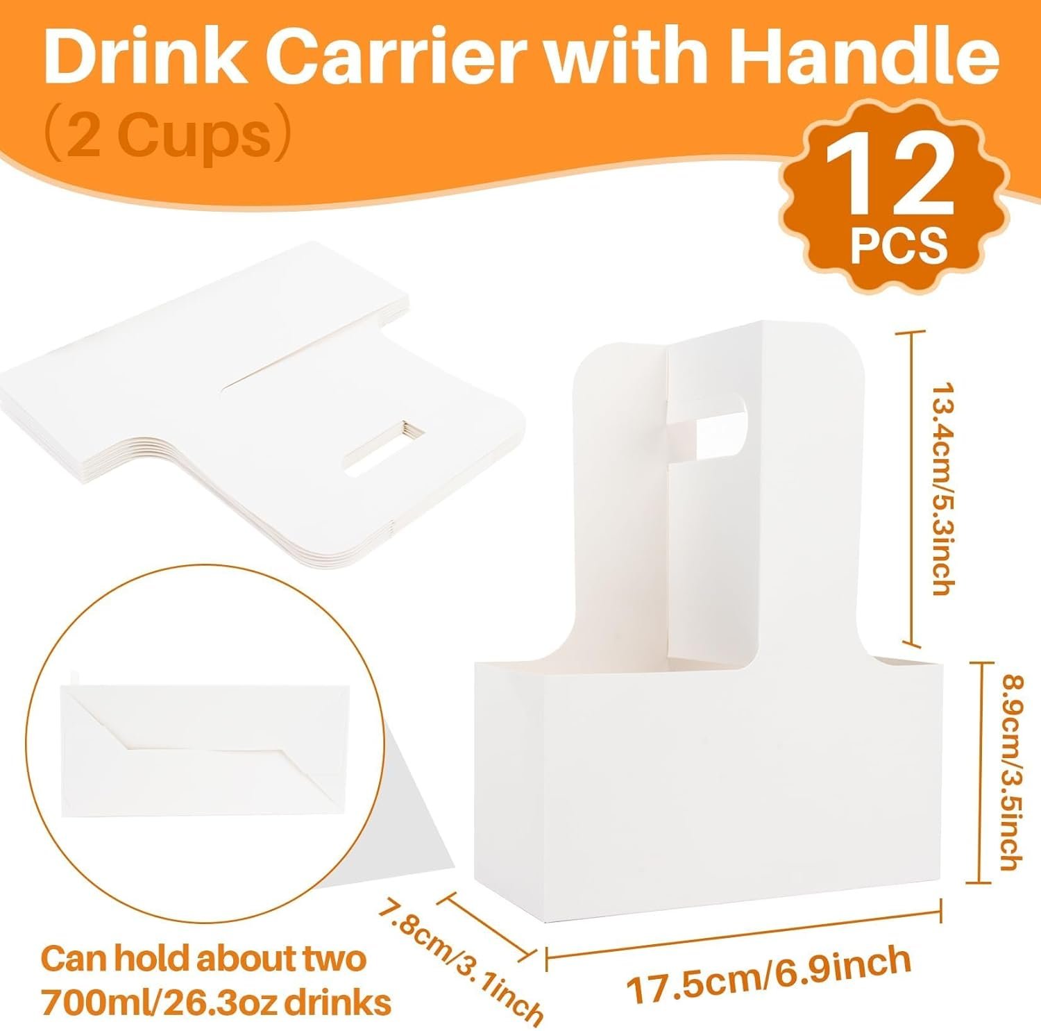 Marchio Bianco Portatazza per 2 Bicchieri con Maniglia 12 Pezzi Cartone Usa e Getta con Logo Personalizzato Bianco Portatile per Caffè Bevande Calde Fredde Asporto del Fornitore