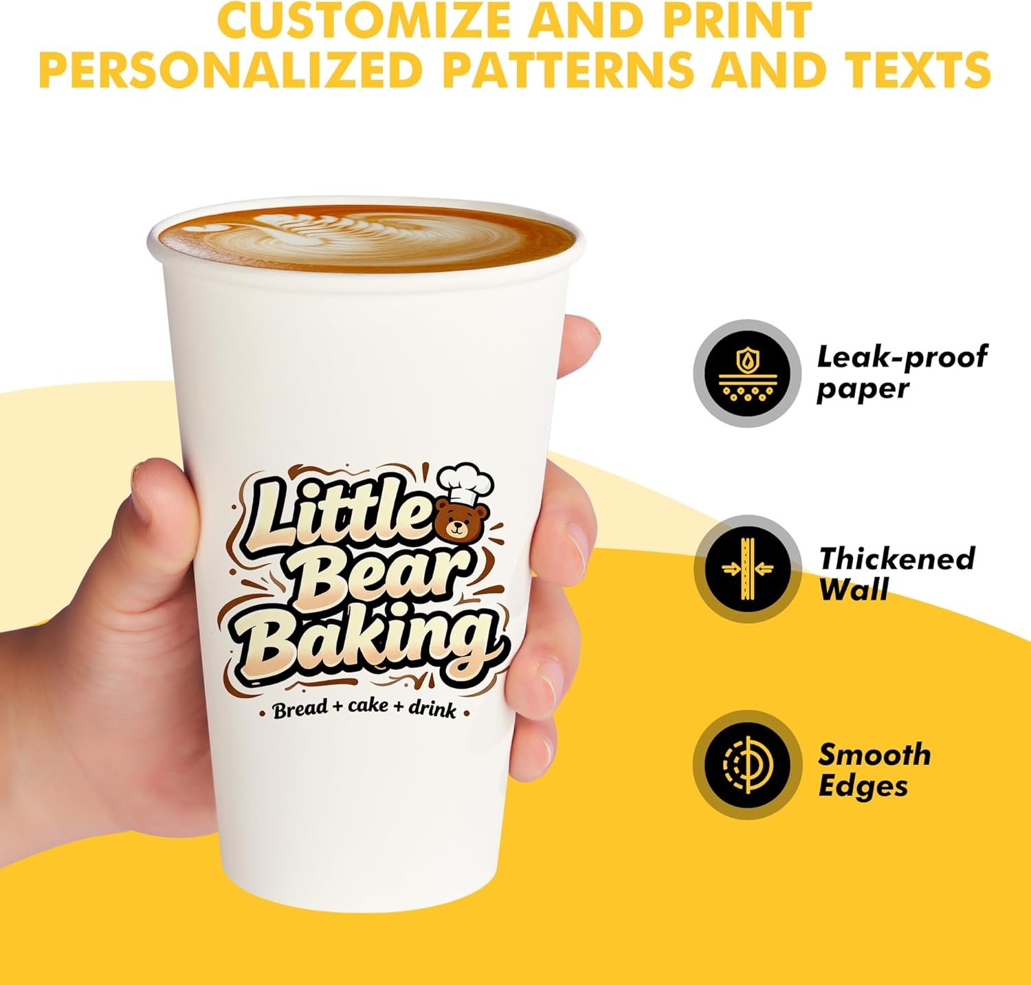 Fornitore di bicchieri per caffè in carta 8 oz 12 oz 16 oz con logo personalizzato resistenti e affidabili per bevande calde e fredde marchio bianco per negozi uffici e piccole imprese