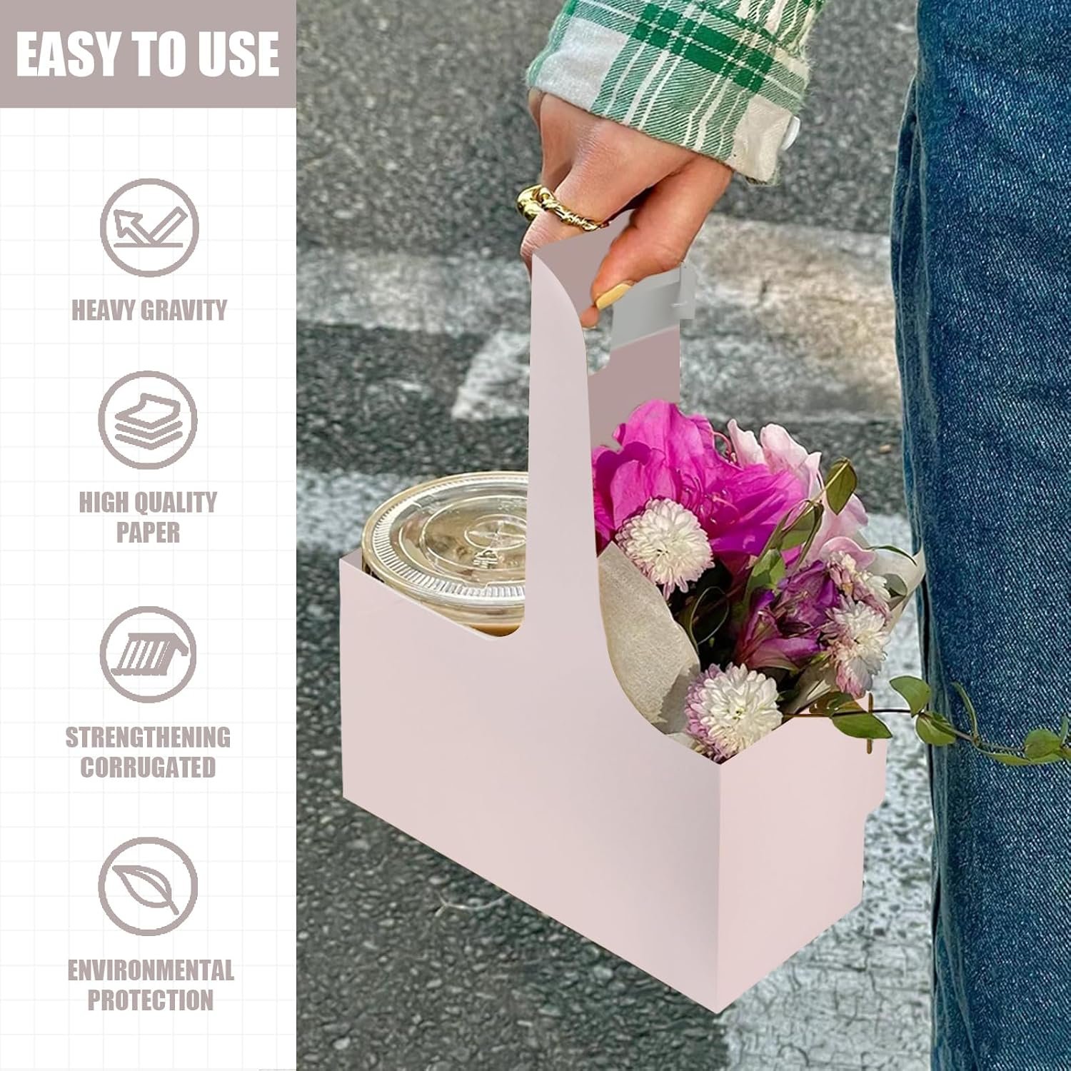 Produttore Portabevande Monouso per 2 Tazze con Manico Rosa Cartone 15 Pezzi per Bevande Calde Fredde Caffè Consegne con Logo Personalizzato Marchio Bianco