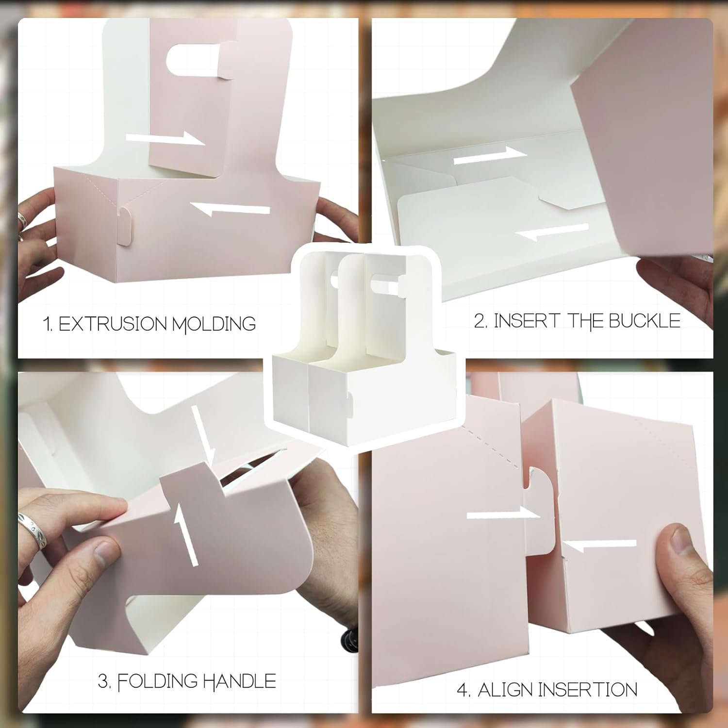Produttore Portabevande Monouso per 2 Tazze con Manico Rosa Cartone 15 Pezzi per Bevande Calde Fredde Caffè Consegne con Logo Personalizzato Marchio Bianco